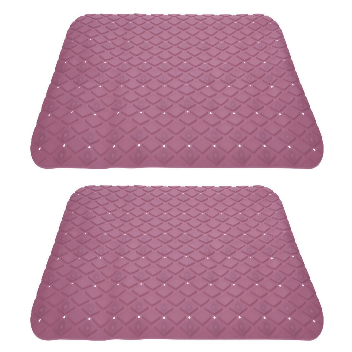 2x stuks anti-slip badmatten oud roze 55 x 55 cm vierkant