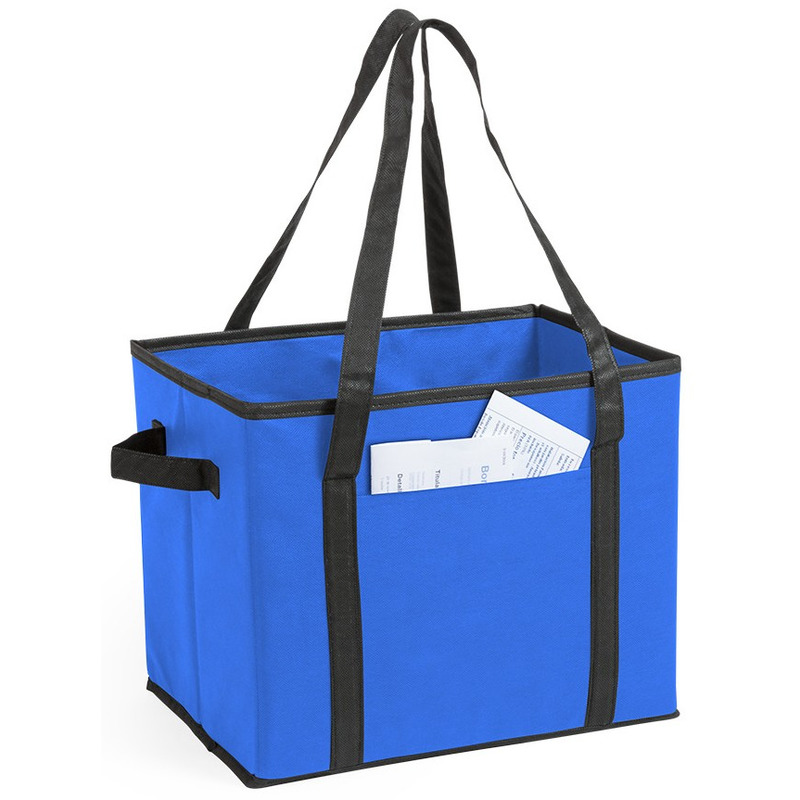 2x stuks auto kofferbak-kasten organizer tassen blauw vouwbaar 34 x 28 x 25 cm
