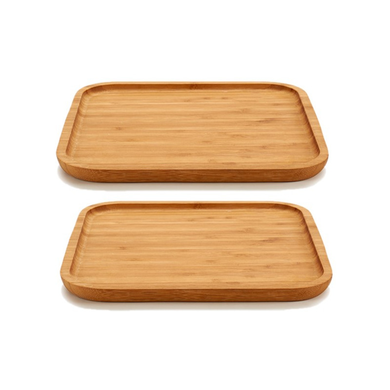 Arte R 2x stuks bamboe houten broodplanken/serveerplanken vierkant 25 cm - Dienbladen van hout