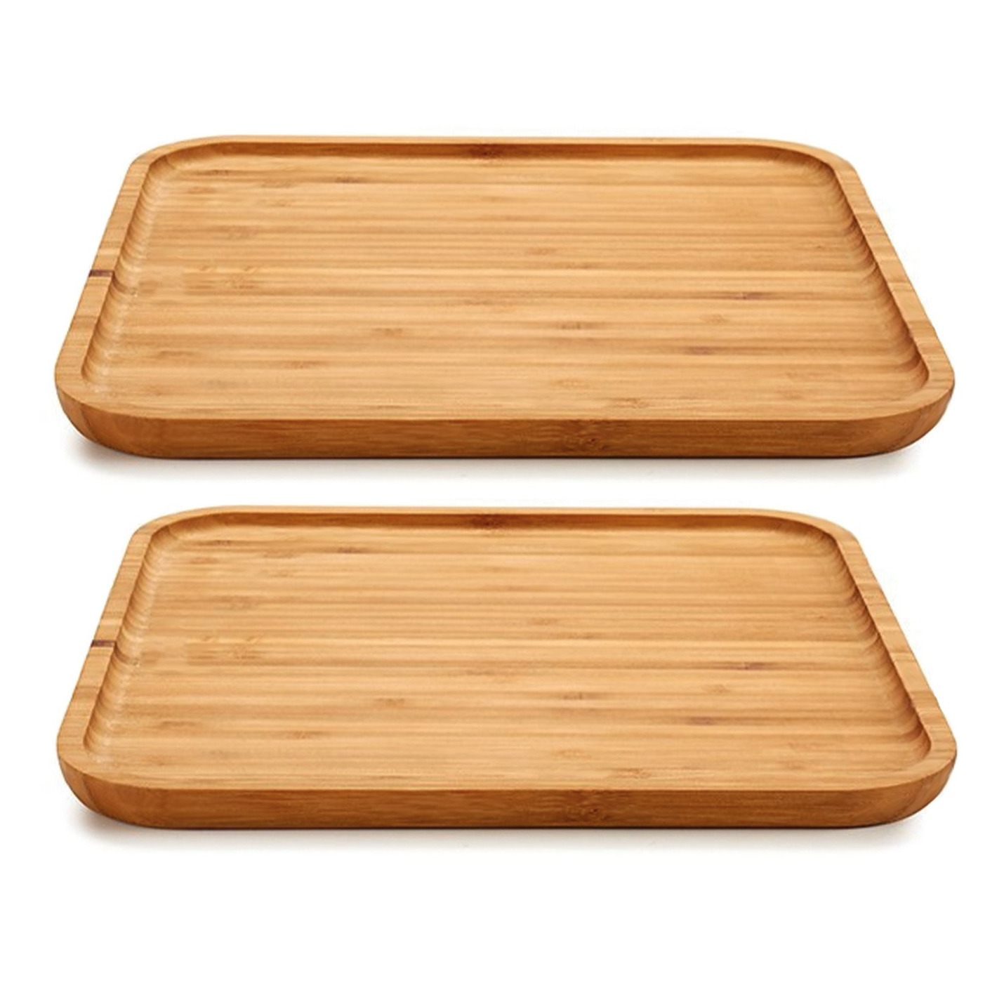 Arte R 2x stuks bamboe houten broodplanken/serveerplanken vierkant 30 cm - Dienbladen van hout