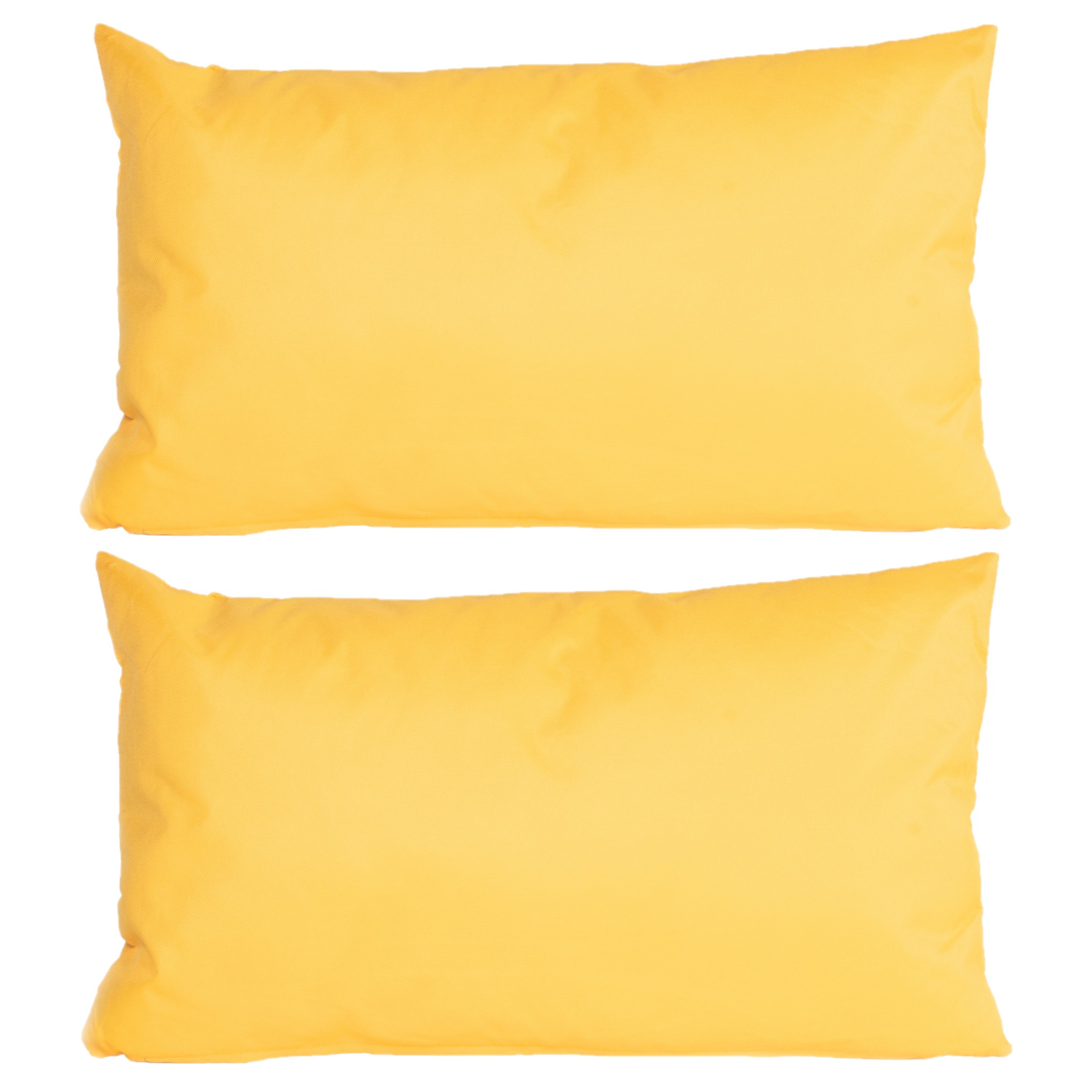 2x stuks bank-sier kussens voor binnen en buiten in de kleur geel 30 x 50 cm Tuinkussens voor buiten