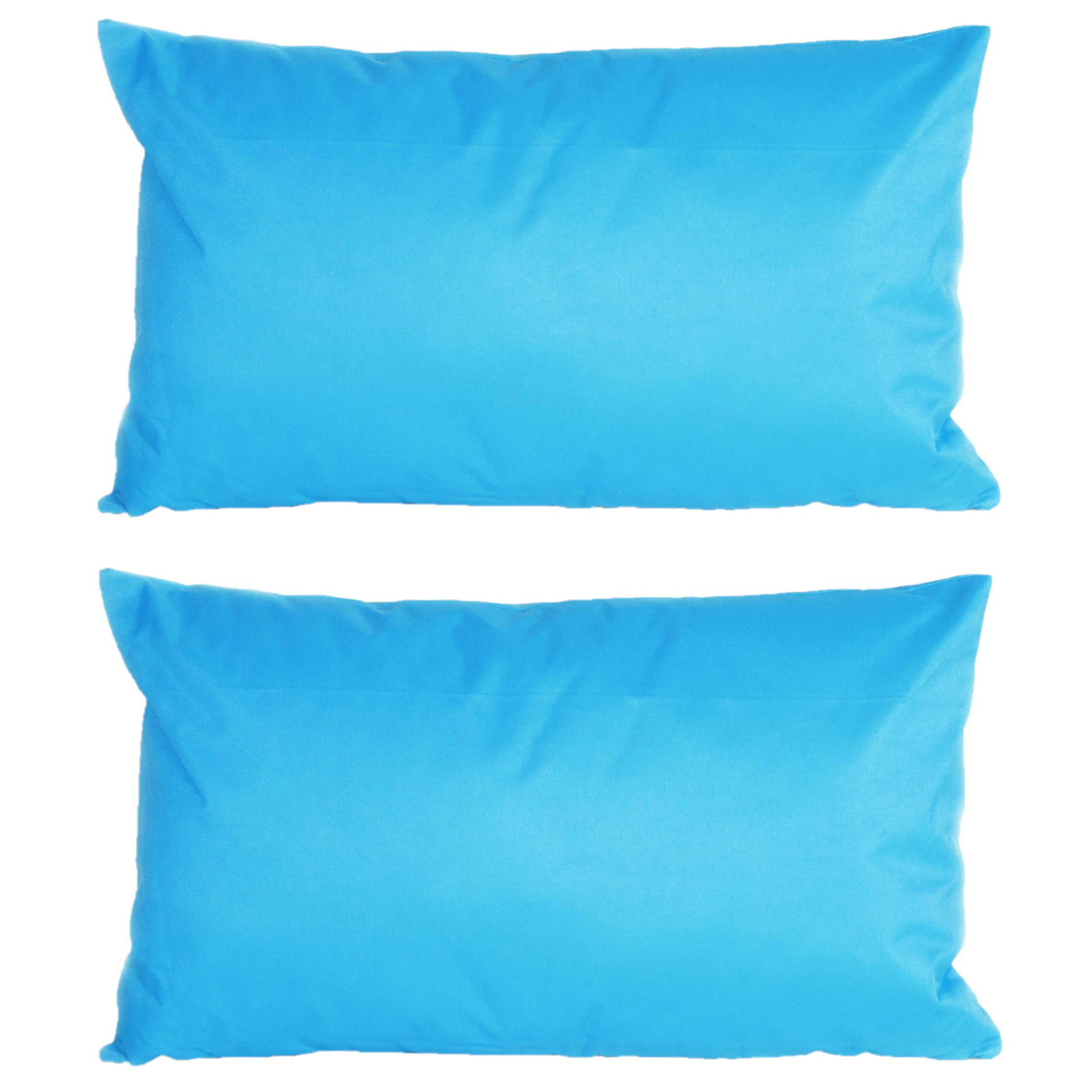 2x stuks bank-sier kussens voor binnen en buiten in de kleur lichtblauw 30 x 50 cm Tuinkussens voor
