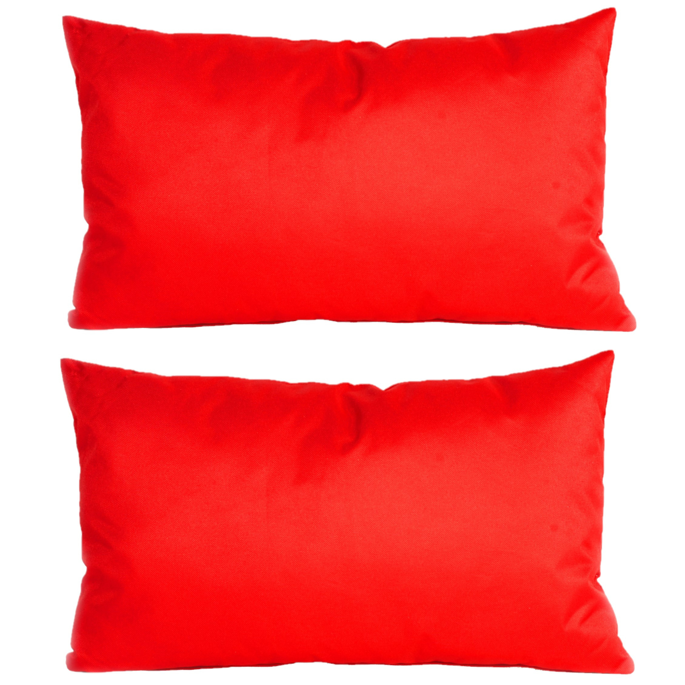 2x stuks bank-sier kussens voor binnen en buiten in de kleur rood 30 x 50 cm Tuinkussens voor buiten