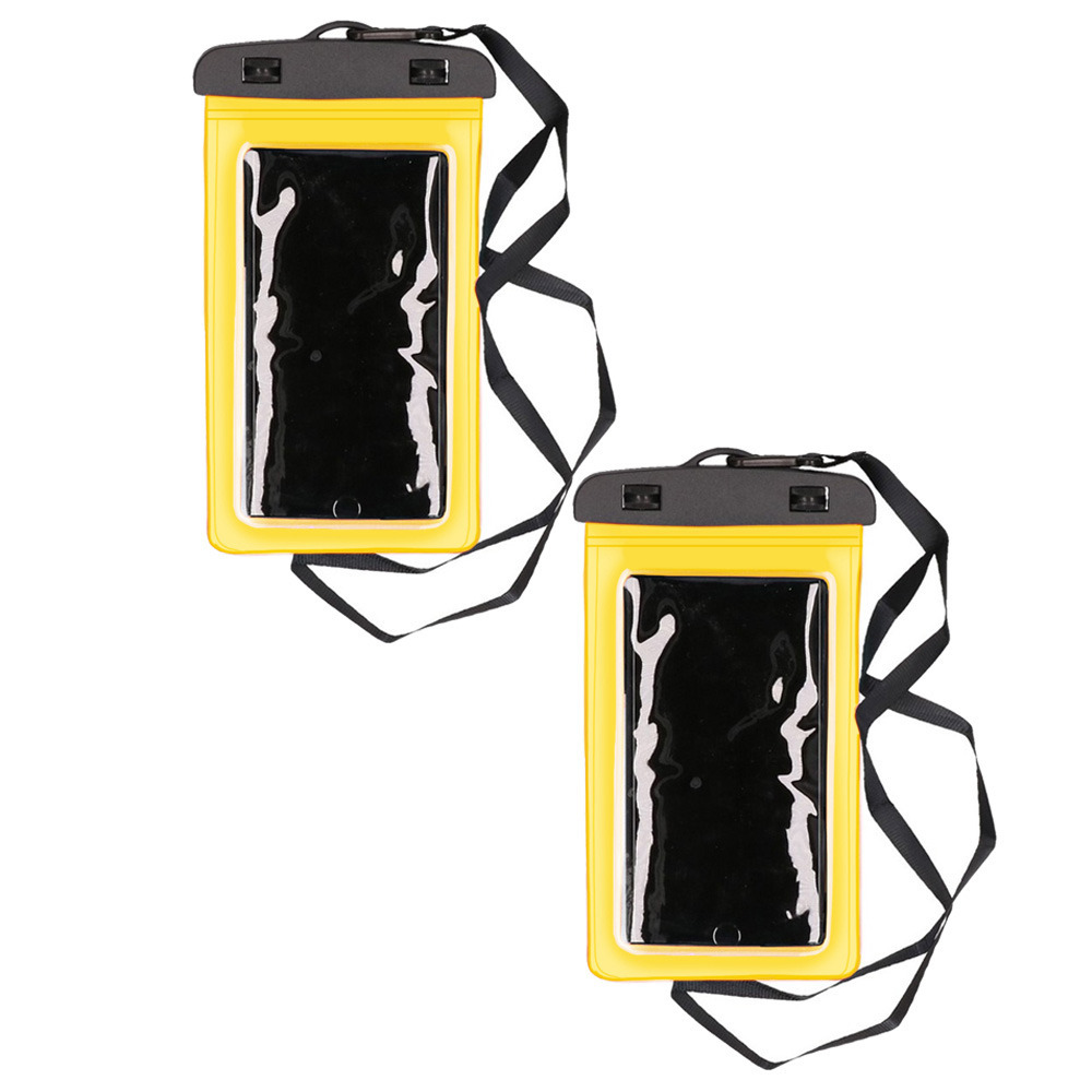 2x Stuks Bellatio Design waterdicht telefoonhoesje voor alle telefoons tot 6 inch geel