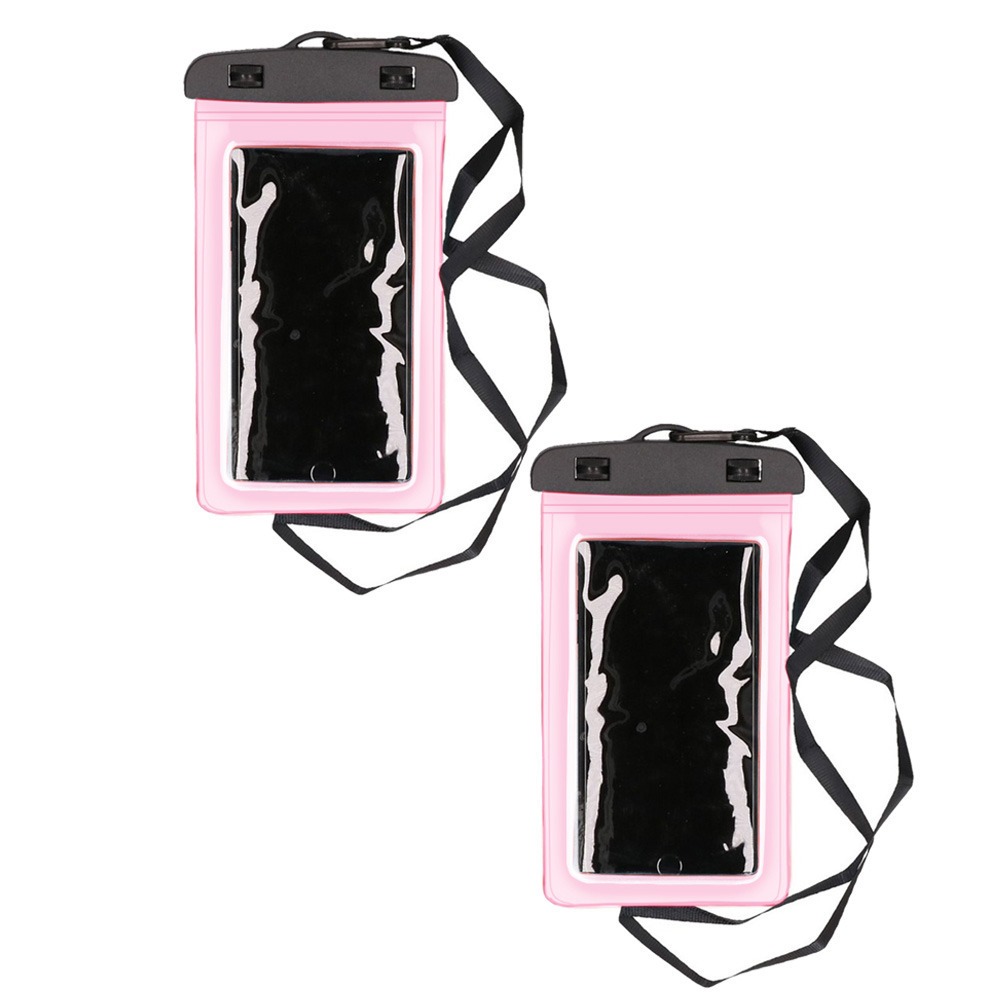 2x Stuks Bellatio Design waterdicht telefoonhoesje voor alle telefoons tot 6 inch roze