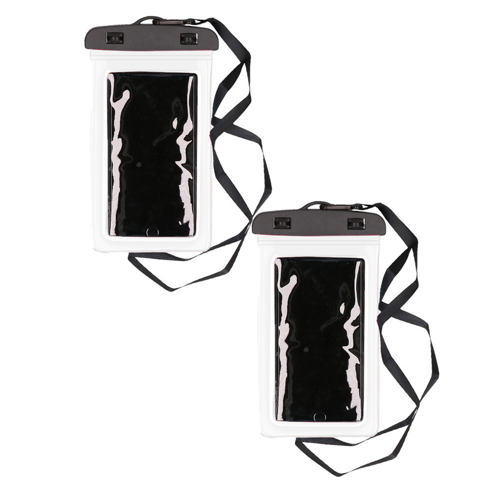 2x Stuks Bellatio Design waterdicht telefoonhoesje voor alle telefoons tot 6 inch wit