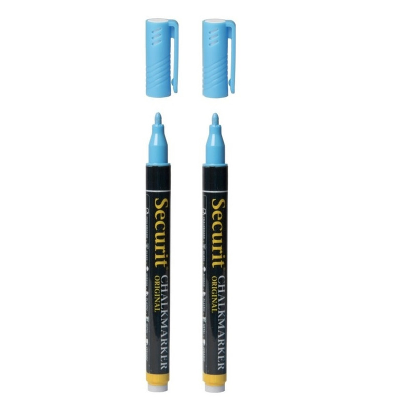 2x stuks blauwe krijtstiften ronde punt 1-2 mm