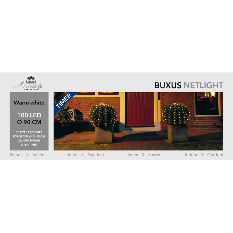 2x stuks buxus verlichting lichtnet met timer 100 lampjes warm wit 90 cm