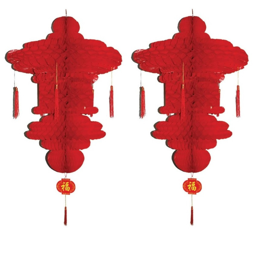 2x stuks chinese lampion hangdecoratie 90 x 60 cm