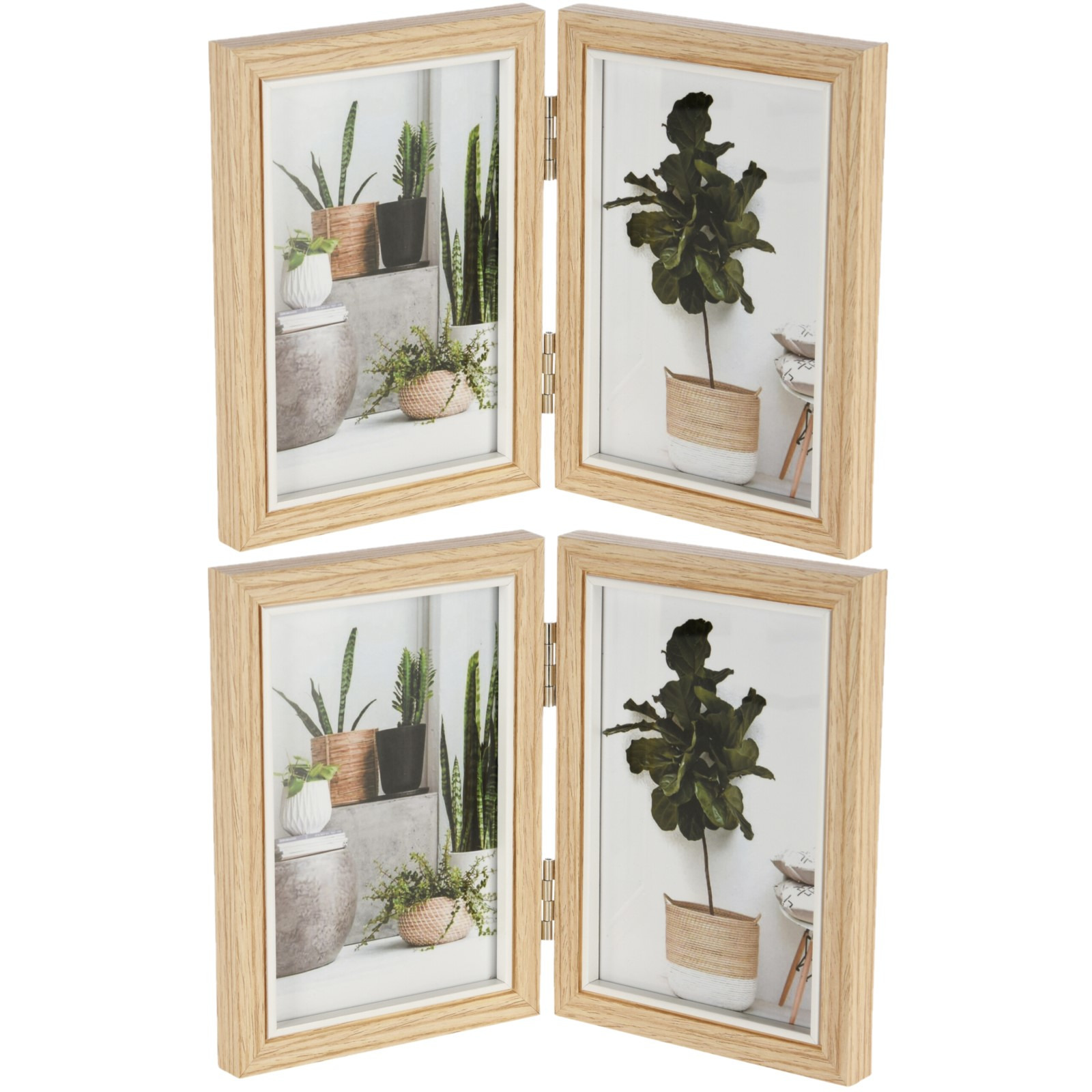 2x stuks dubbele houten fotolijst geschikt voor twee foto van 10 x 15 cm
