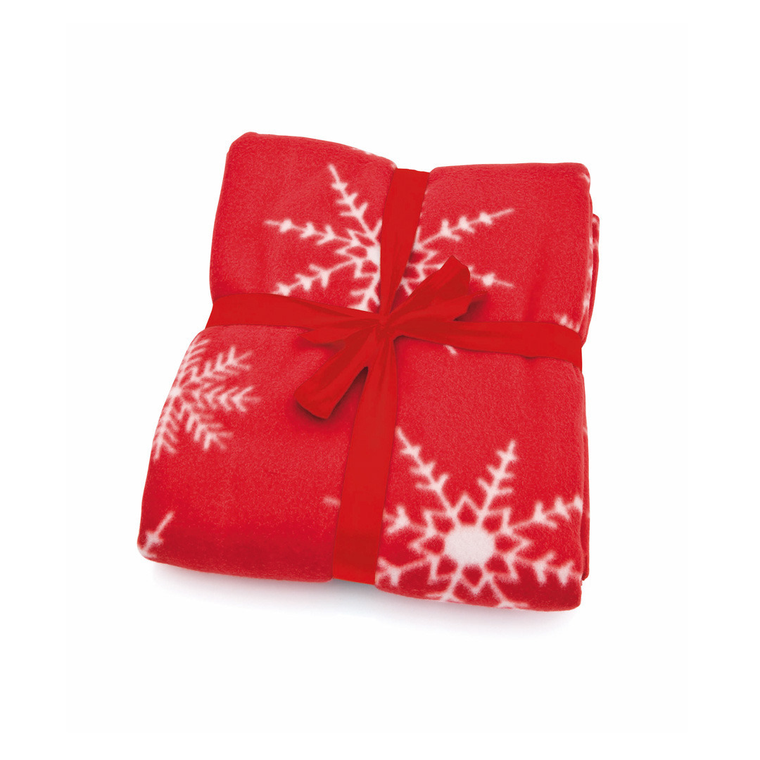 2x stuks fleece deken-plaid kerst rode sneeuwvlokken print 120 x 150 cm