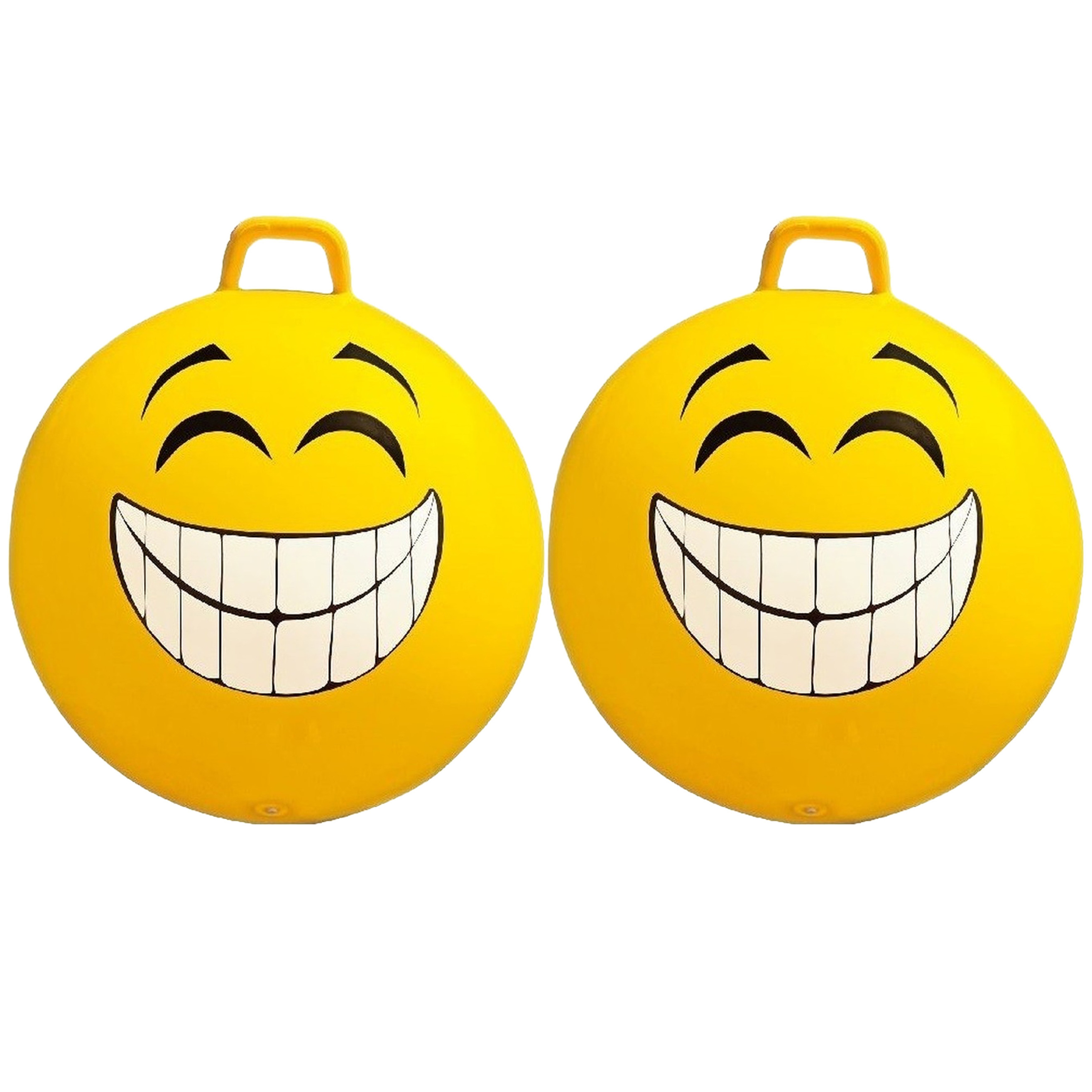 2x stuks gele skippybal smiley voor kinderen 65 cm