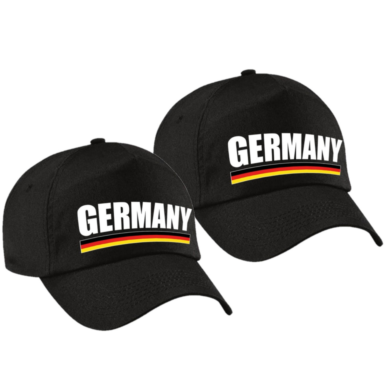 2x stuks germany supporter pet - cap Duitsland zwart volwassenen