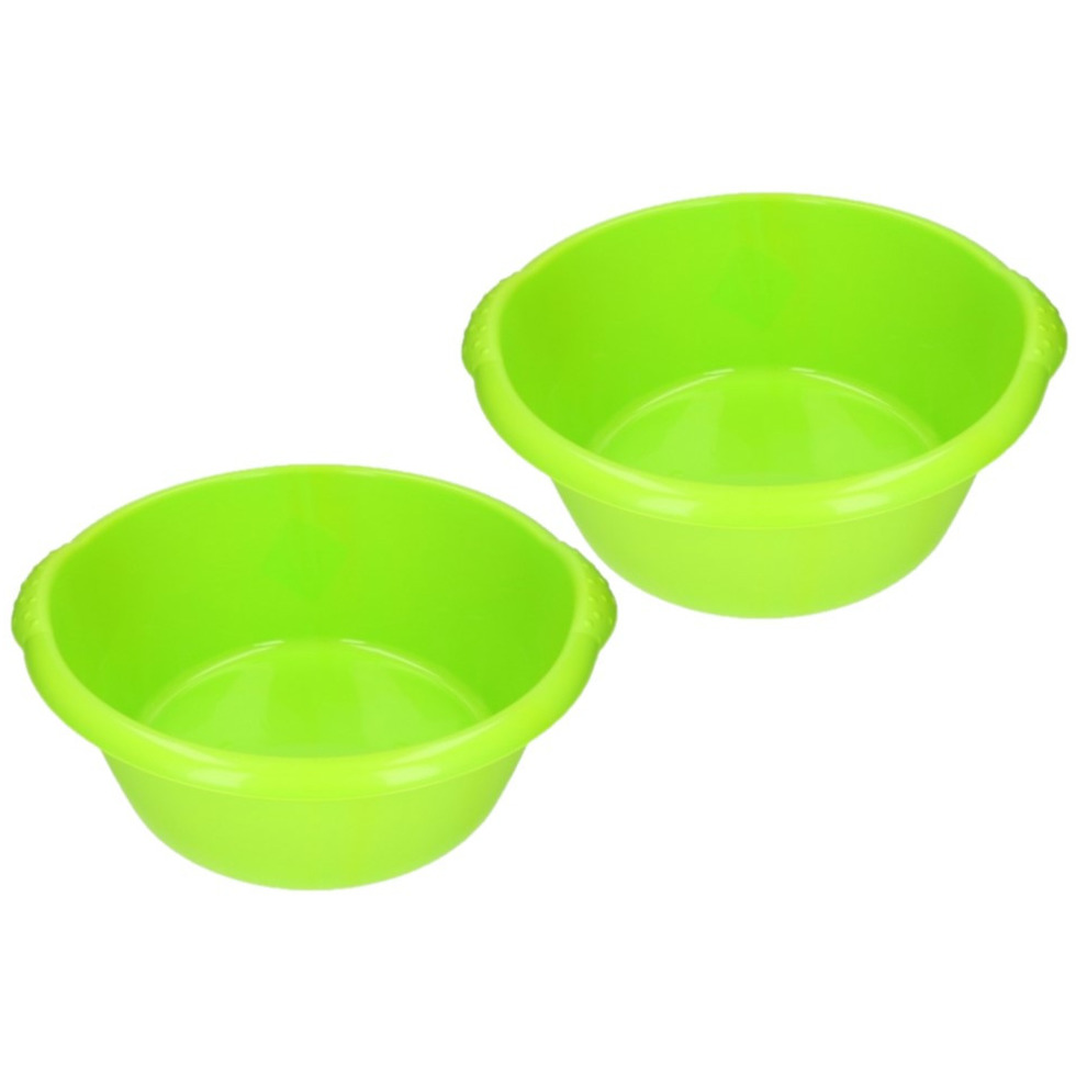 2x stuks groene afwasbak-afwasteiltje rond 15 liter