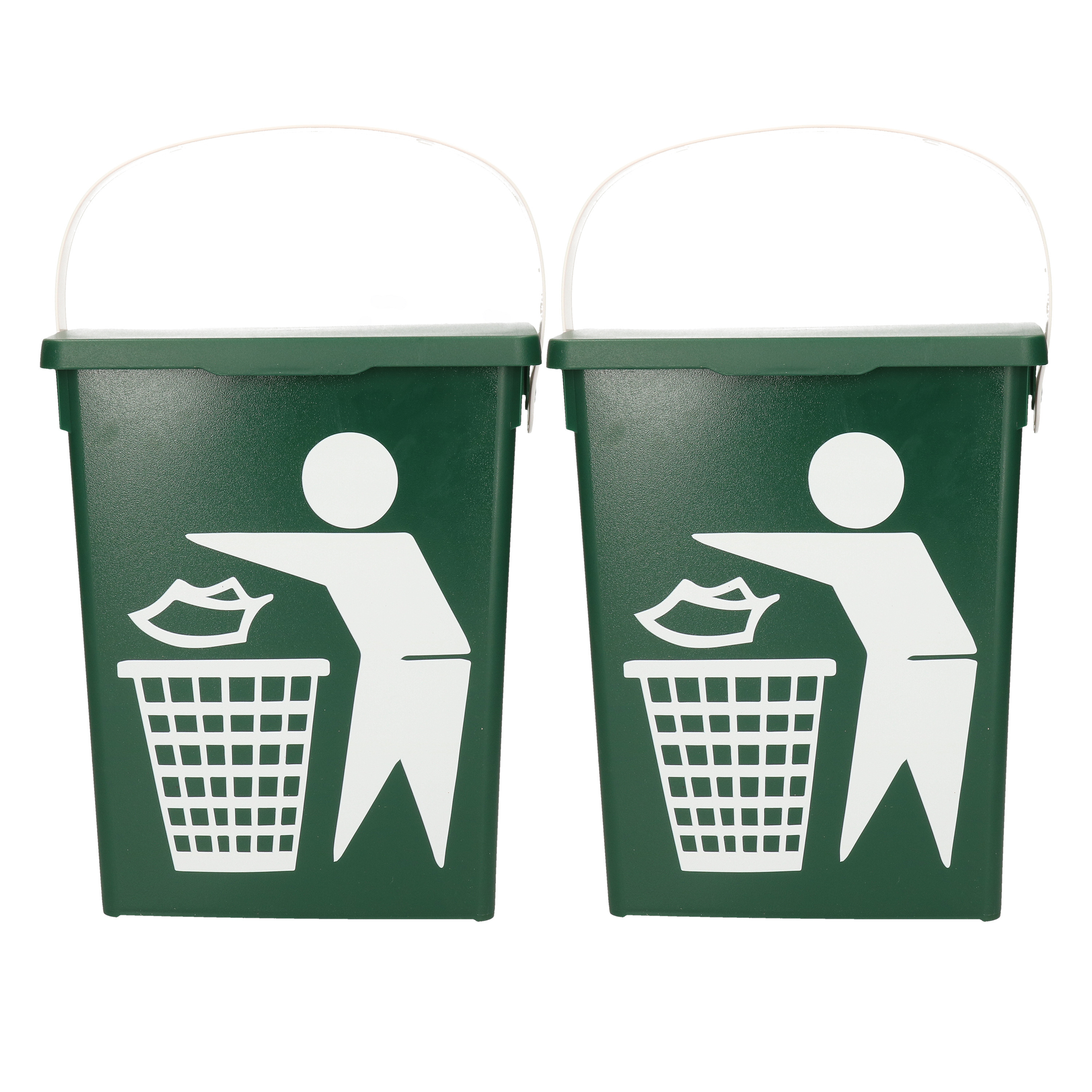 2x stuks groene vuilnisbakken-afvalbak voor gft-organisch afval 5 liter