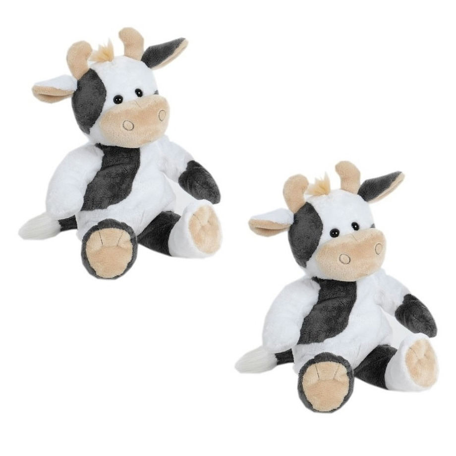 Merkloos 2x stuks grote pluche koe/koeien knuffel 35 cm speelgoed -