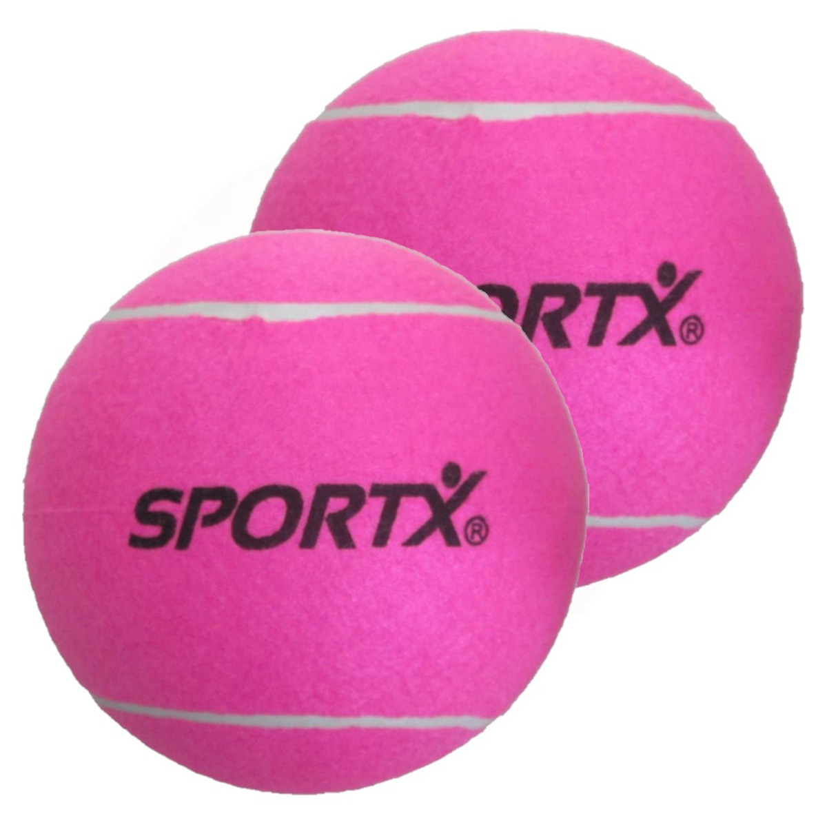 2x stuks grote roze tennisballen Sportx 22 cm