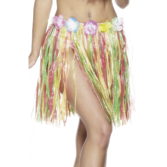 2x stuks hawaii thema carnaval verkleed rokje 45 cm voor volwassenen