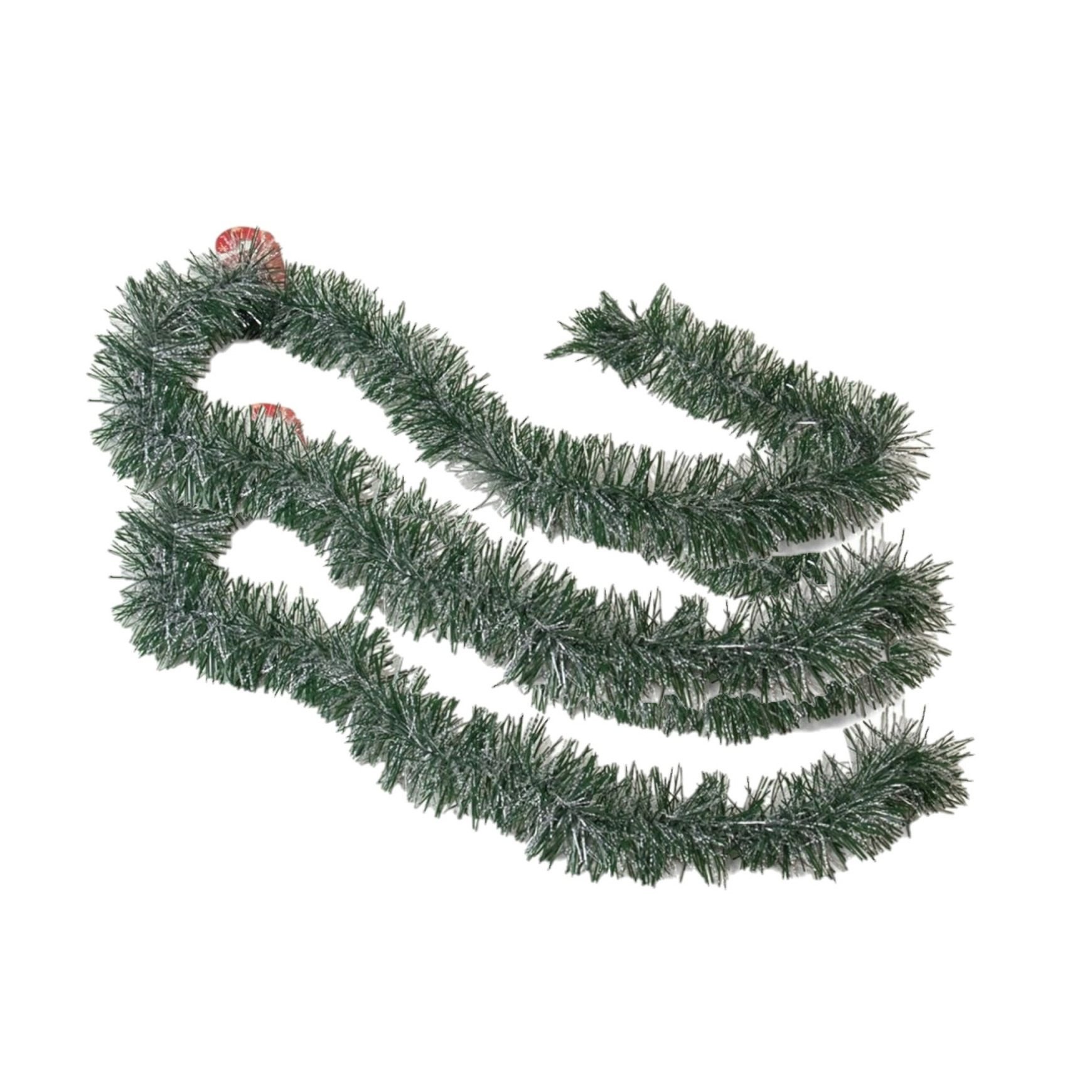 2x stuks kerstboom folie slingers-lametta guirlandes van 180 x 7 cm in de kleur groen met sneeuw