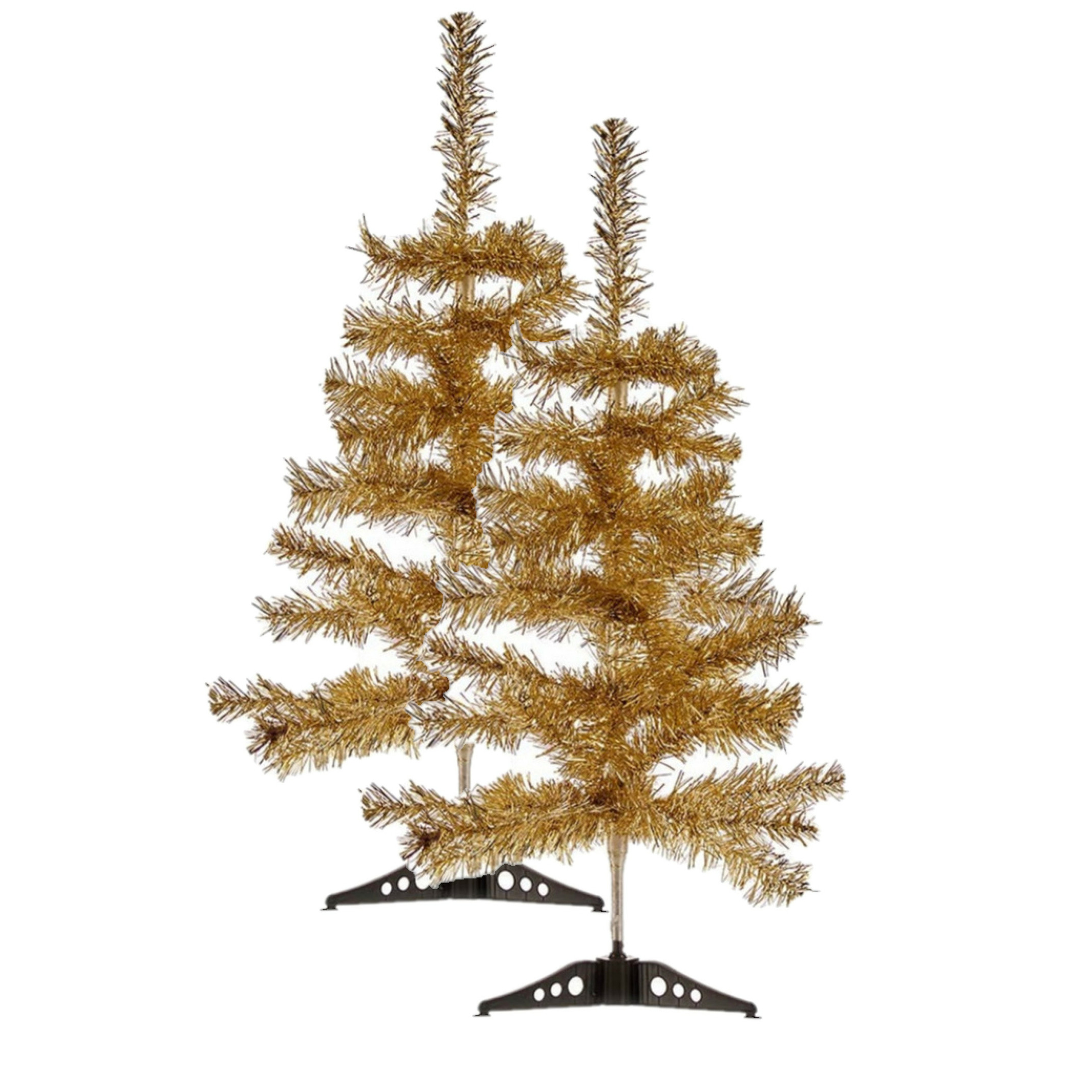 2x stuks kleine glitter bronzen kerstbomen van 60 cm -