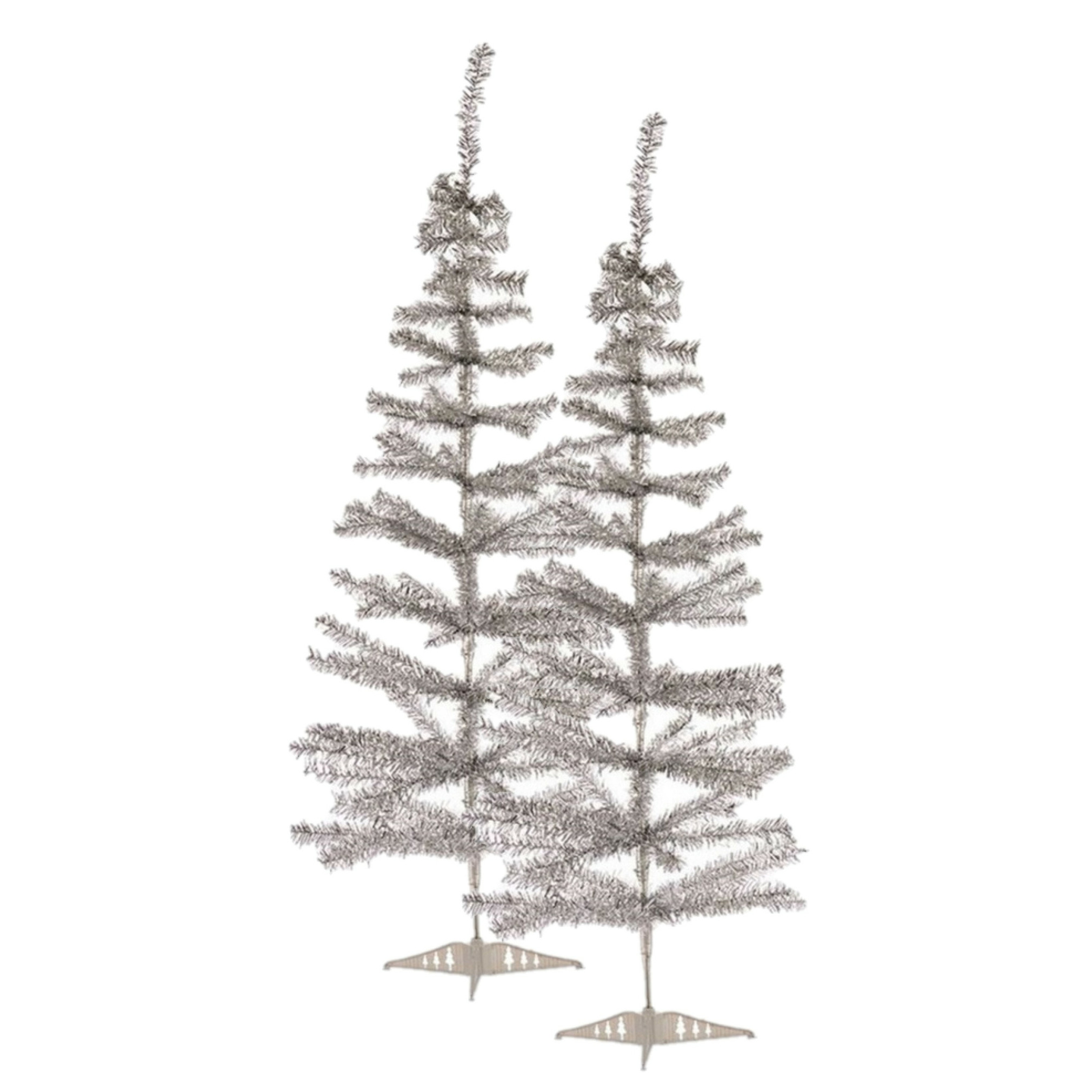 2x stuks kleine zilveren kerstbomen van 120 cm -