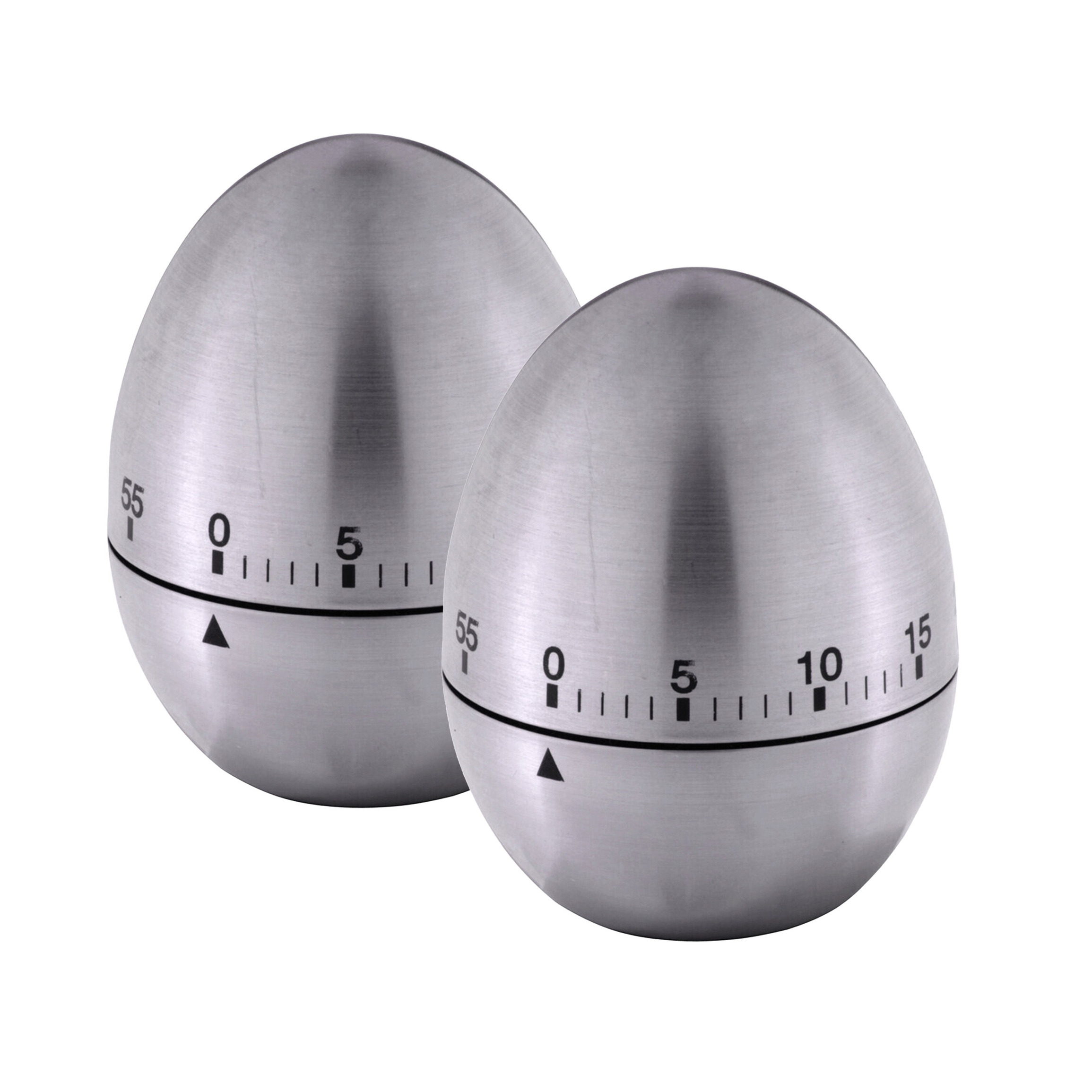 2x stuks kookwekkers-eierwekkers in ei vorm zilver RVS 8 cm
