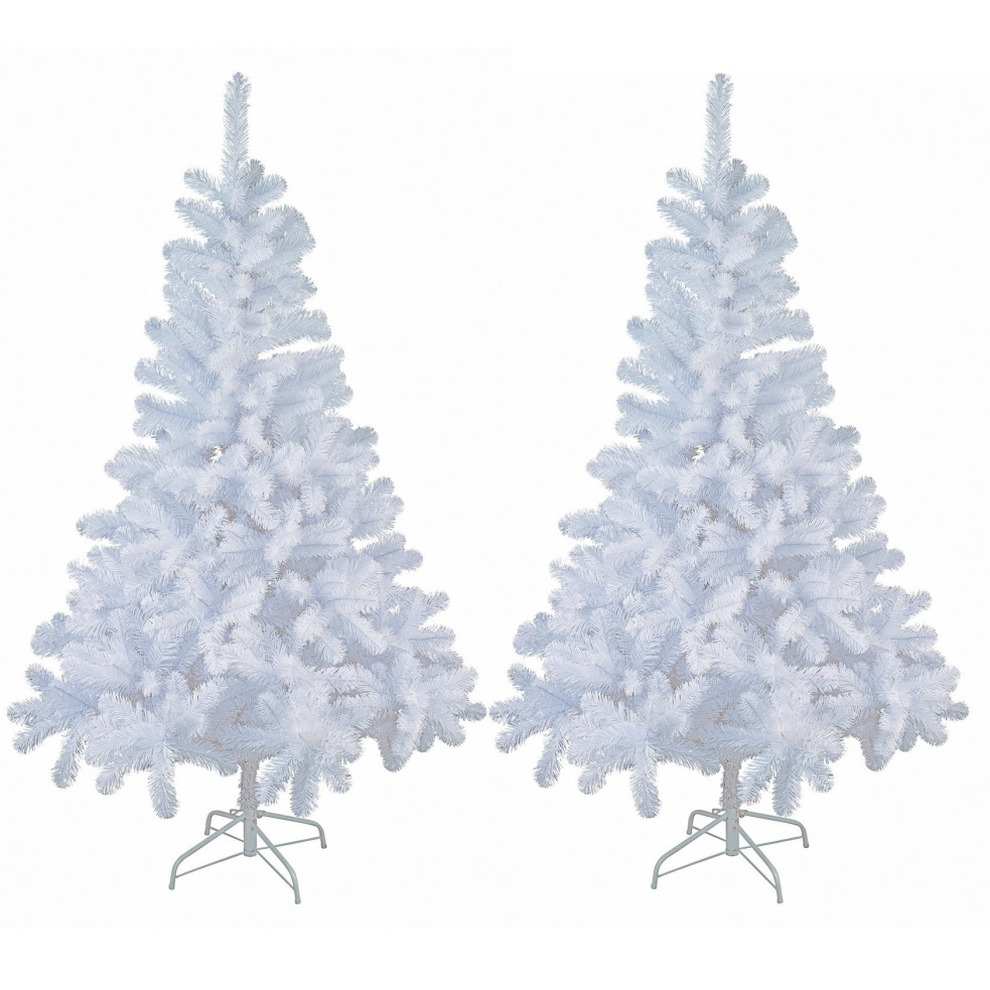 2x stuks kunst kerstbomen-kunstbomen wit 90 cm