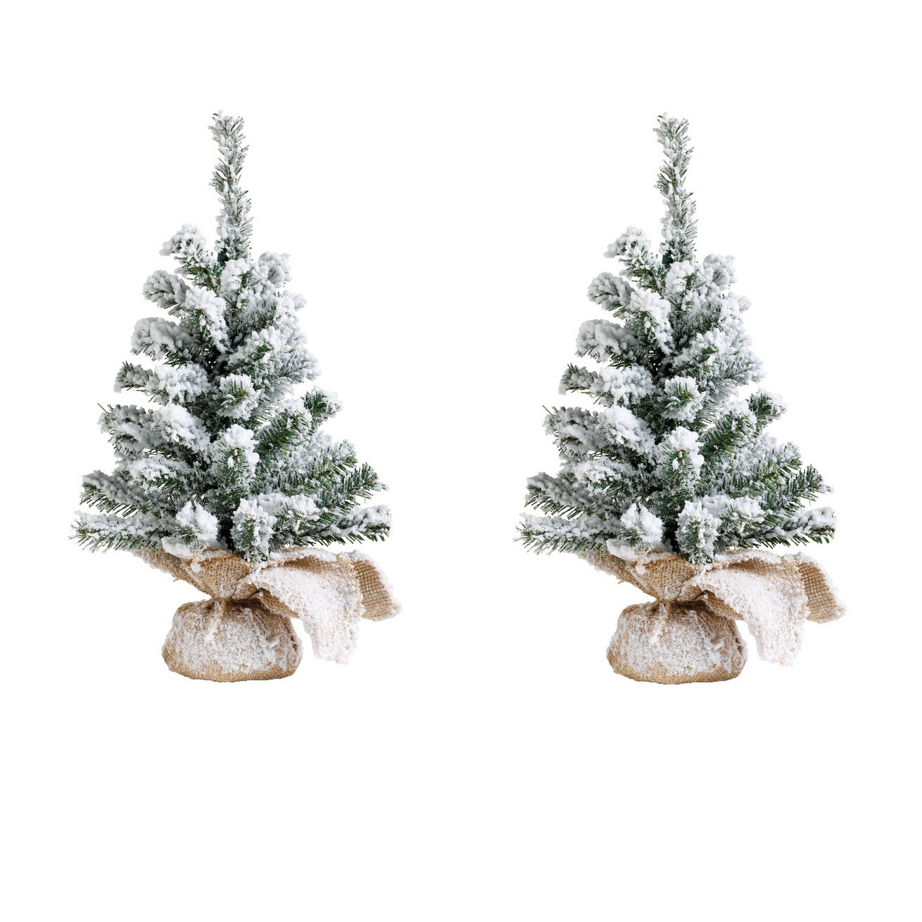 2x stuks kunstboom-kunst kerstboom groen met sneeuw 45 cm