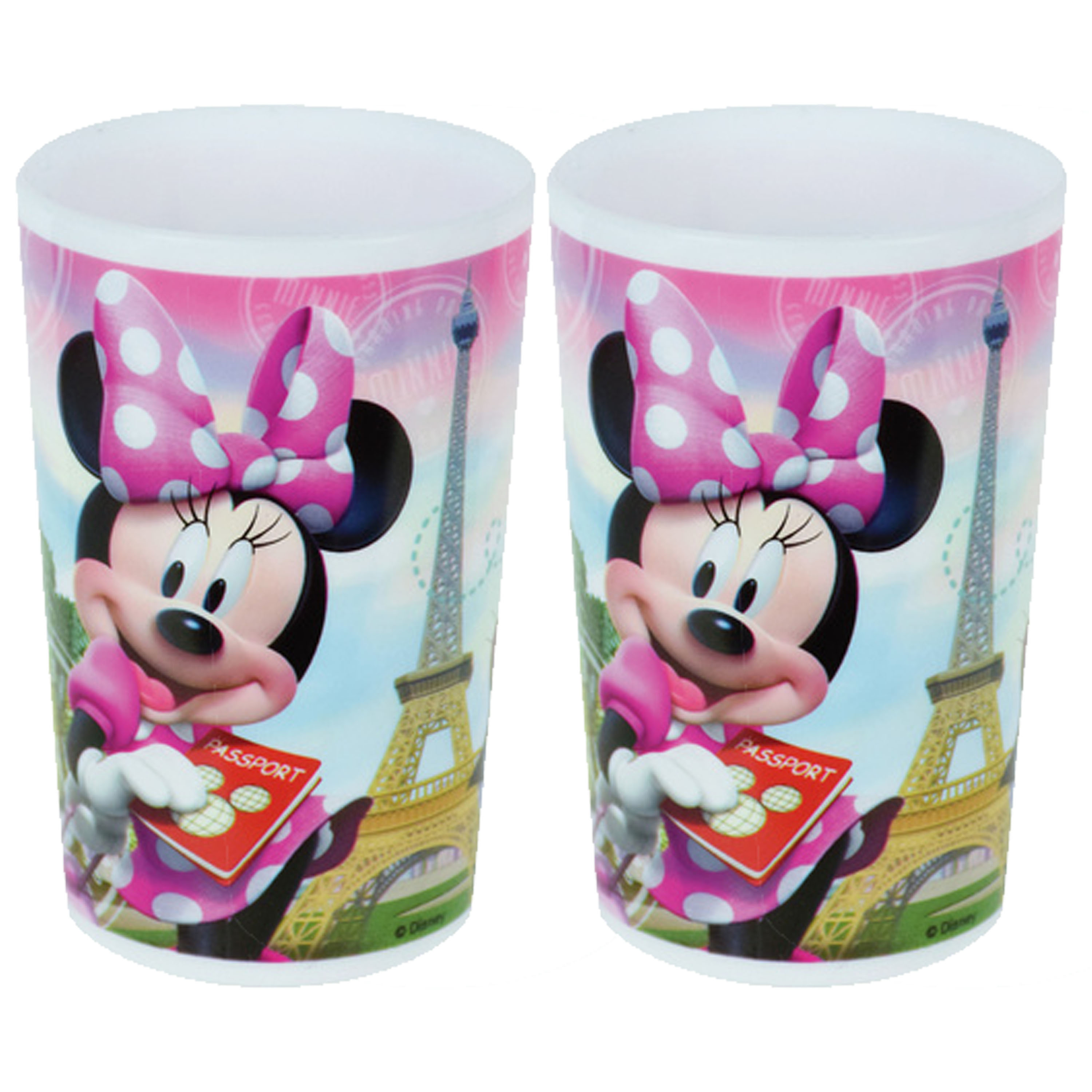 2x stuks kunststof drinkbeker Disney Minnie Mouse 220 ml