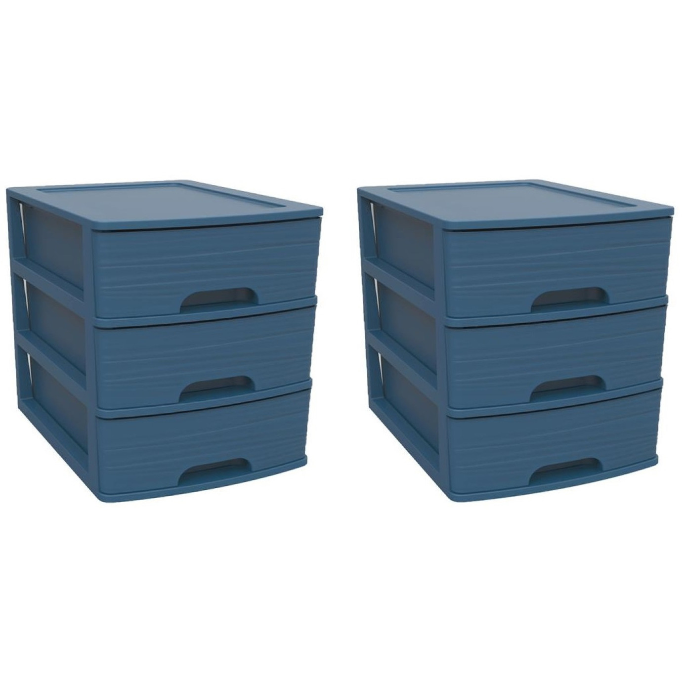 2x stuks ladenkast/bureau organizers blauw A5 3x lades stapelbaar L27 x B36 x H35 cm -