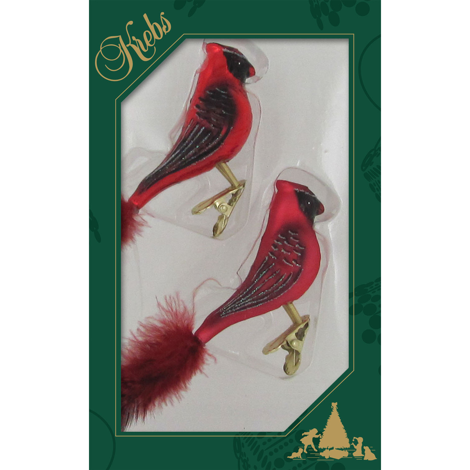 2x stuks luxe glazen decoratie vogels op clip kardinaal rood 15 cm