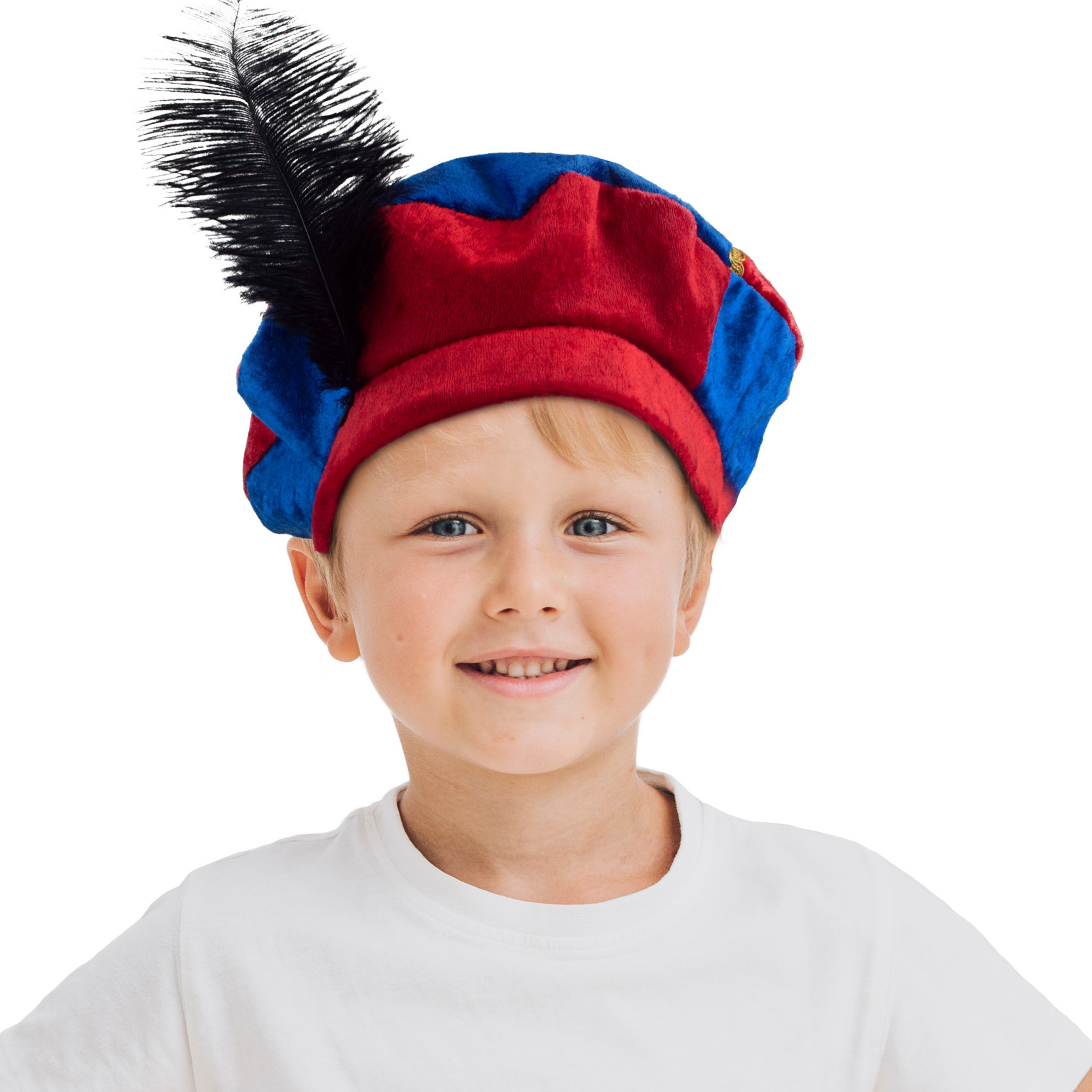 2x stuks luxe pietenmuts-baret rood-blauw voor kinderen