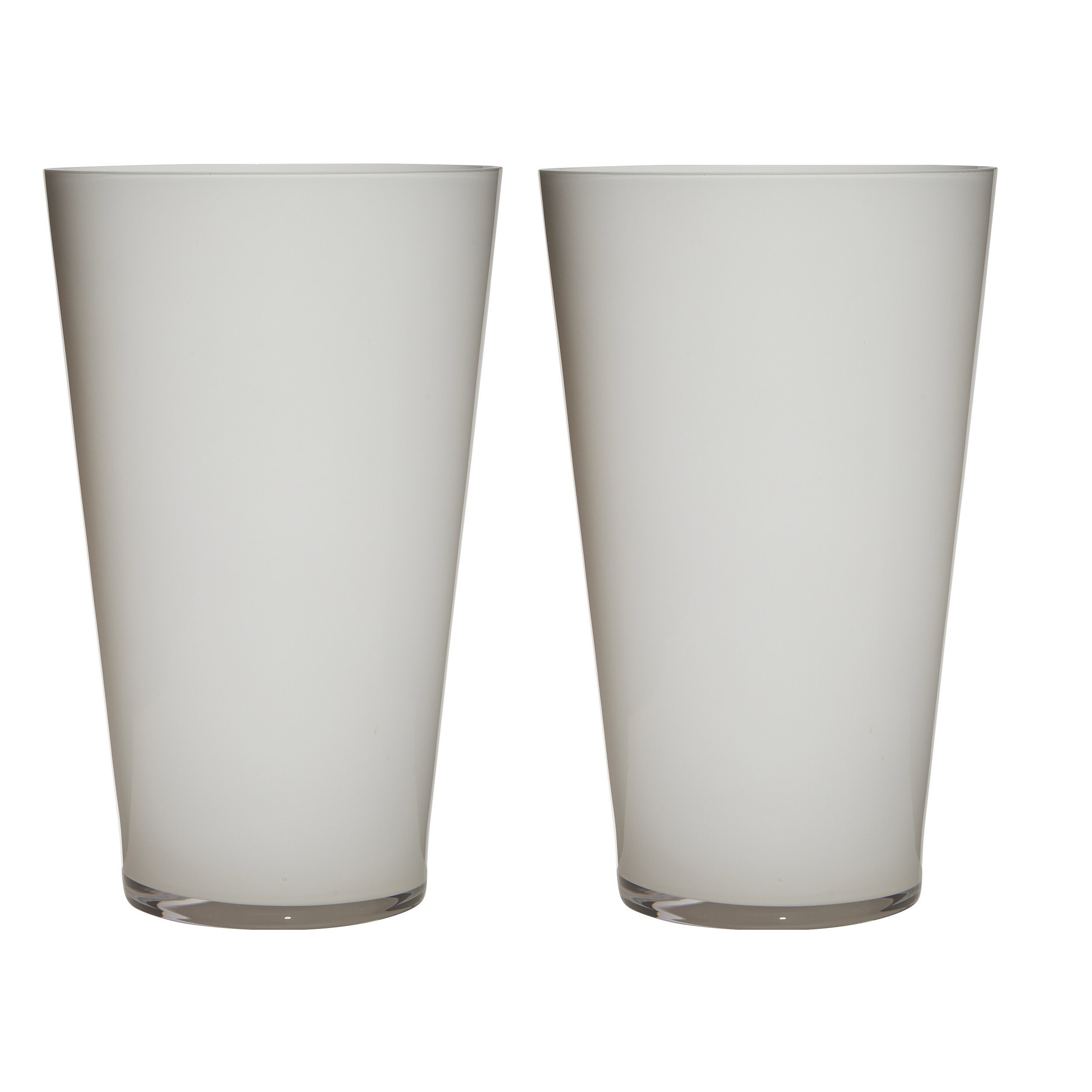 2x stuks luxe stijlvolle witte conische bloemen vaas-vazen van glas 40 x 25 cm