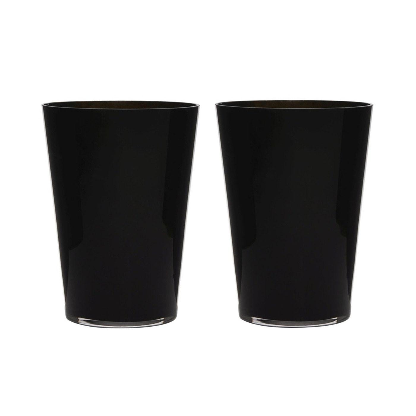 2x stuks luxe stijlvolle zwarte conische bloemen vaas-vazen van glas 30 x 22 cm