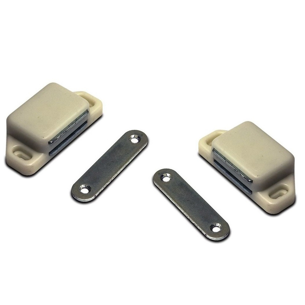 2x stuks magneetsnapper-magneetsnappers met metalen sluitplaat wit 6 x 5,4 x 2,6 cm