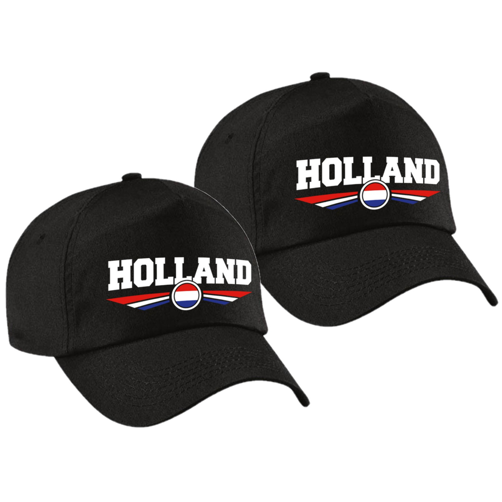 2x stuks nederland - Holland landen pet - baseball cap zwart kinderen