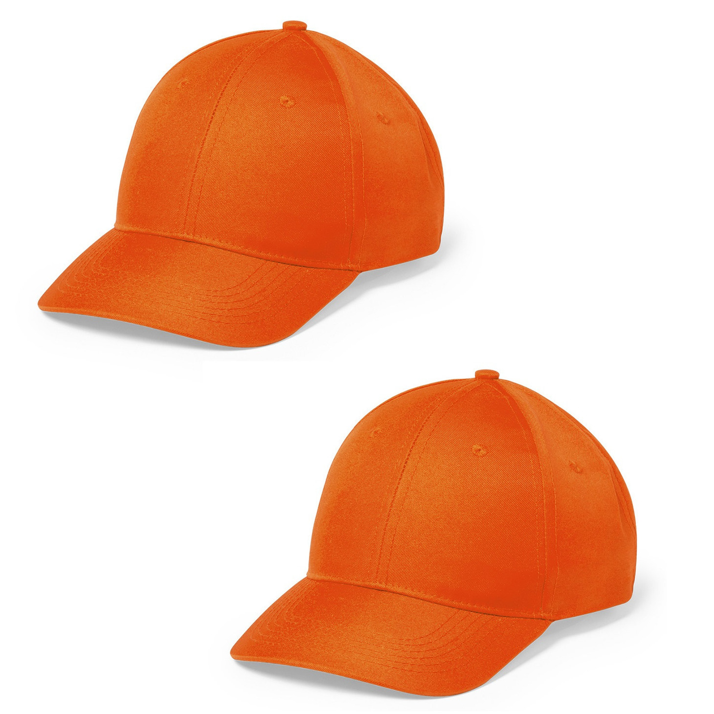 2x stuks oranje 6-panel baseballcap voor volwassenen