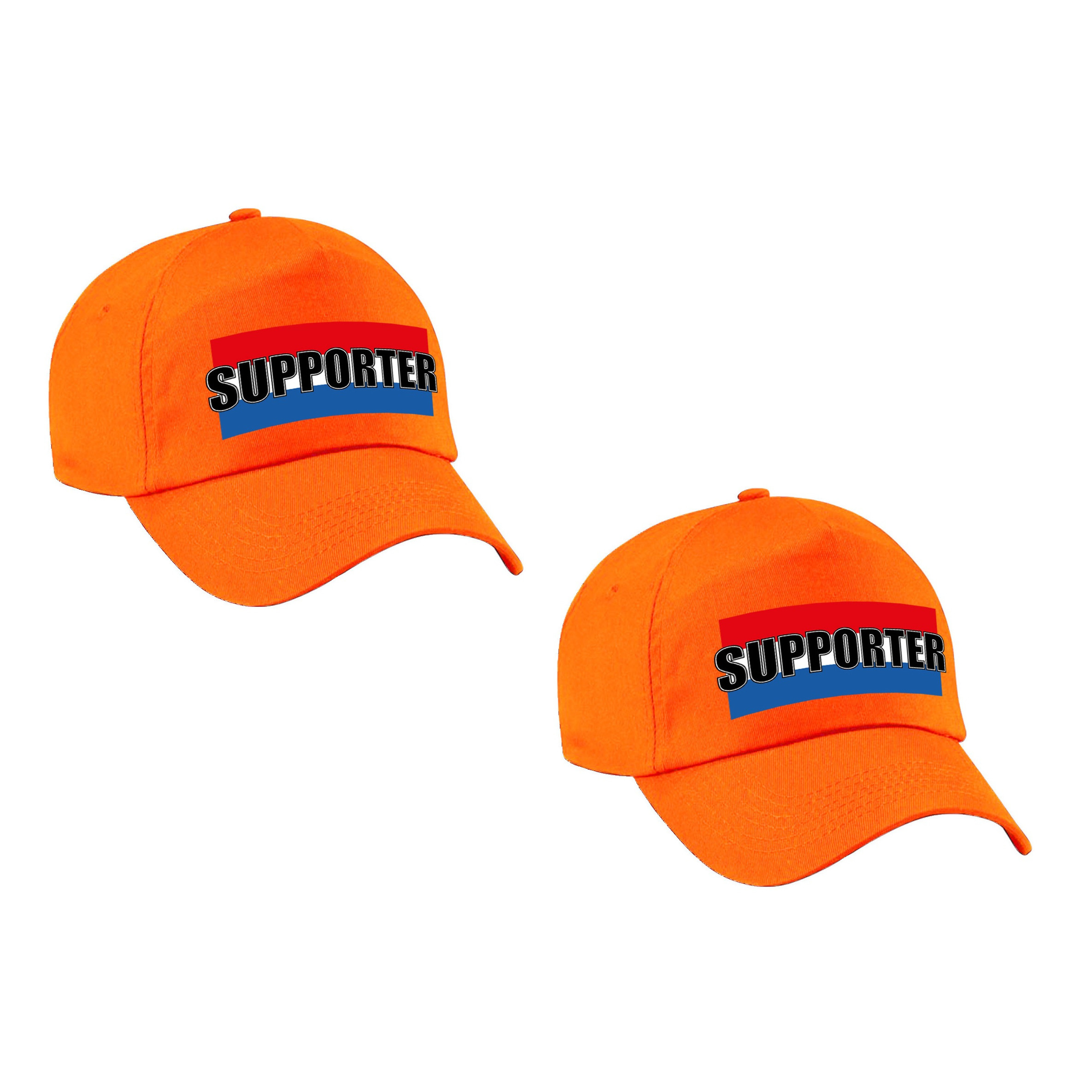2x stuks oranje supporter pet - cap met Nederlandse vlag - EK - WK voor kinderen