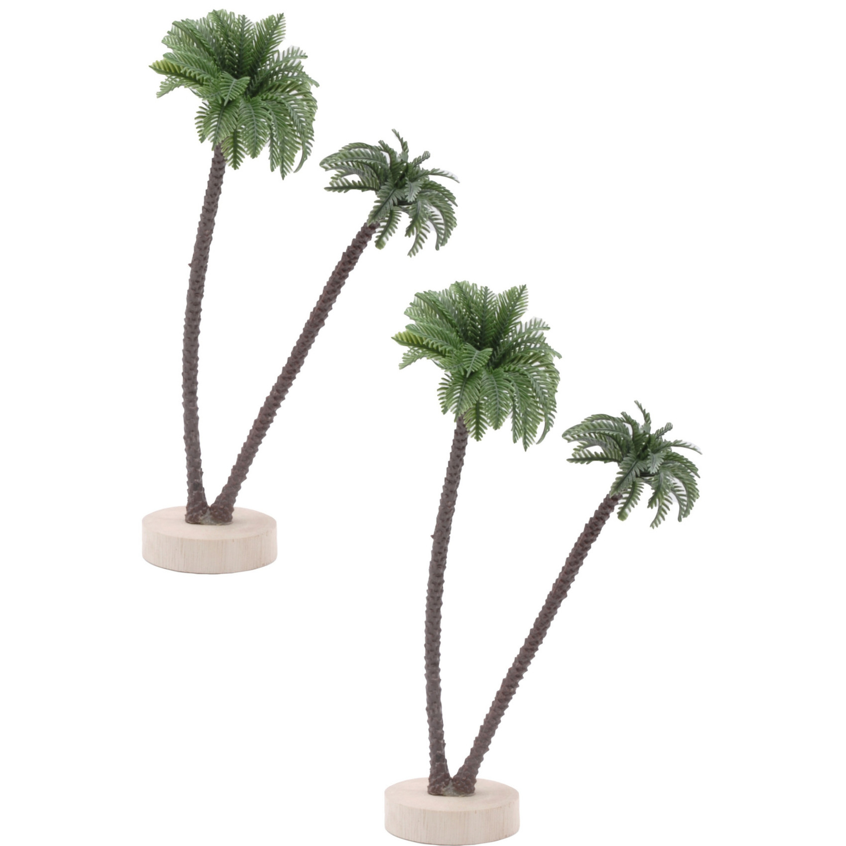 2x stuks palmboom miniatuur beeldjes 24 cm