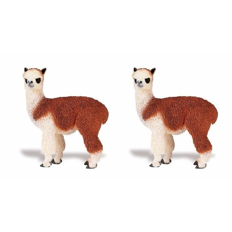2x stuks plastic speelgoed dieren figuur alpaca 9 cm