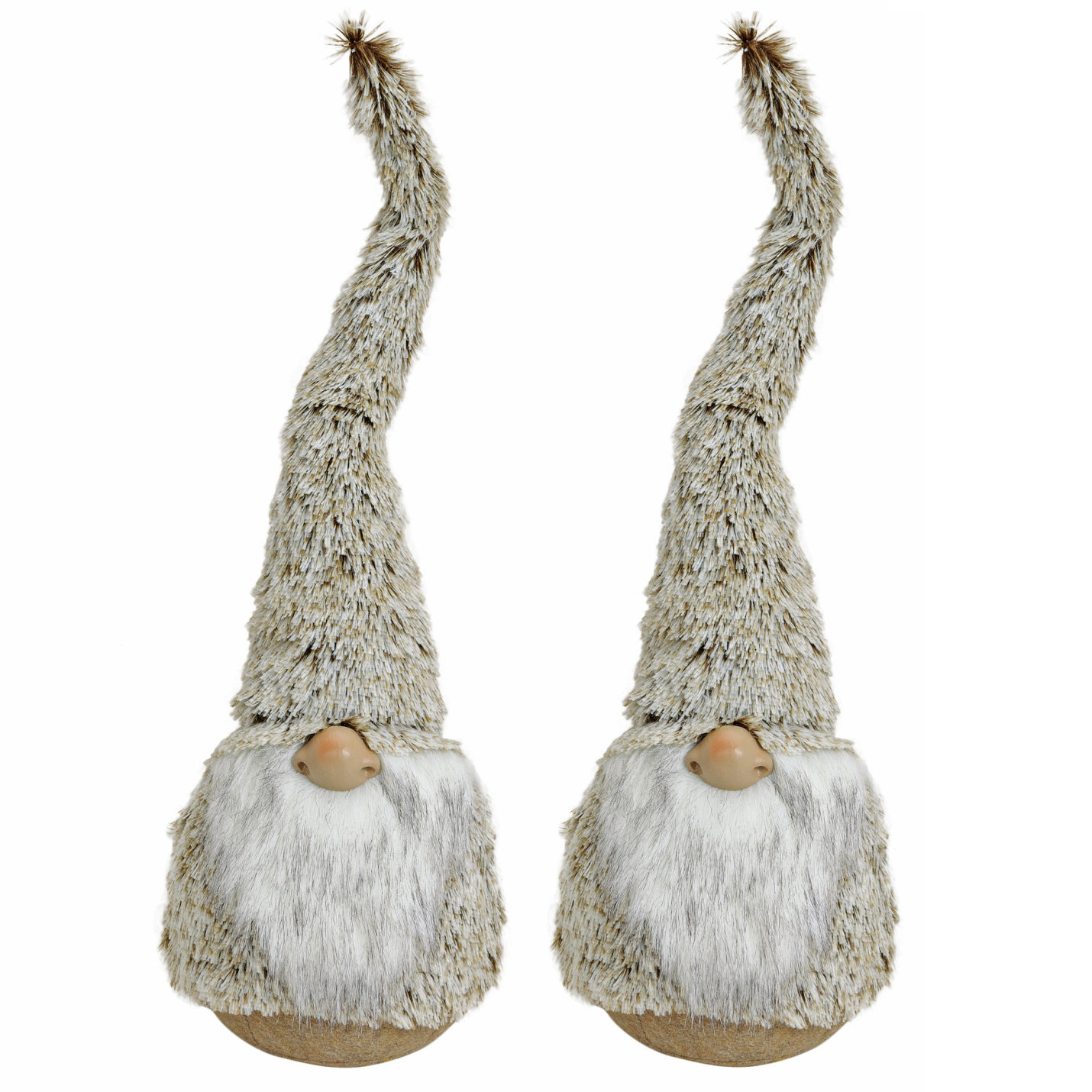 2x stuks pluche gnome-dwerg decoratie poppen-knuffels grijs 45 x 14 cm