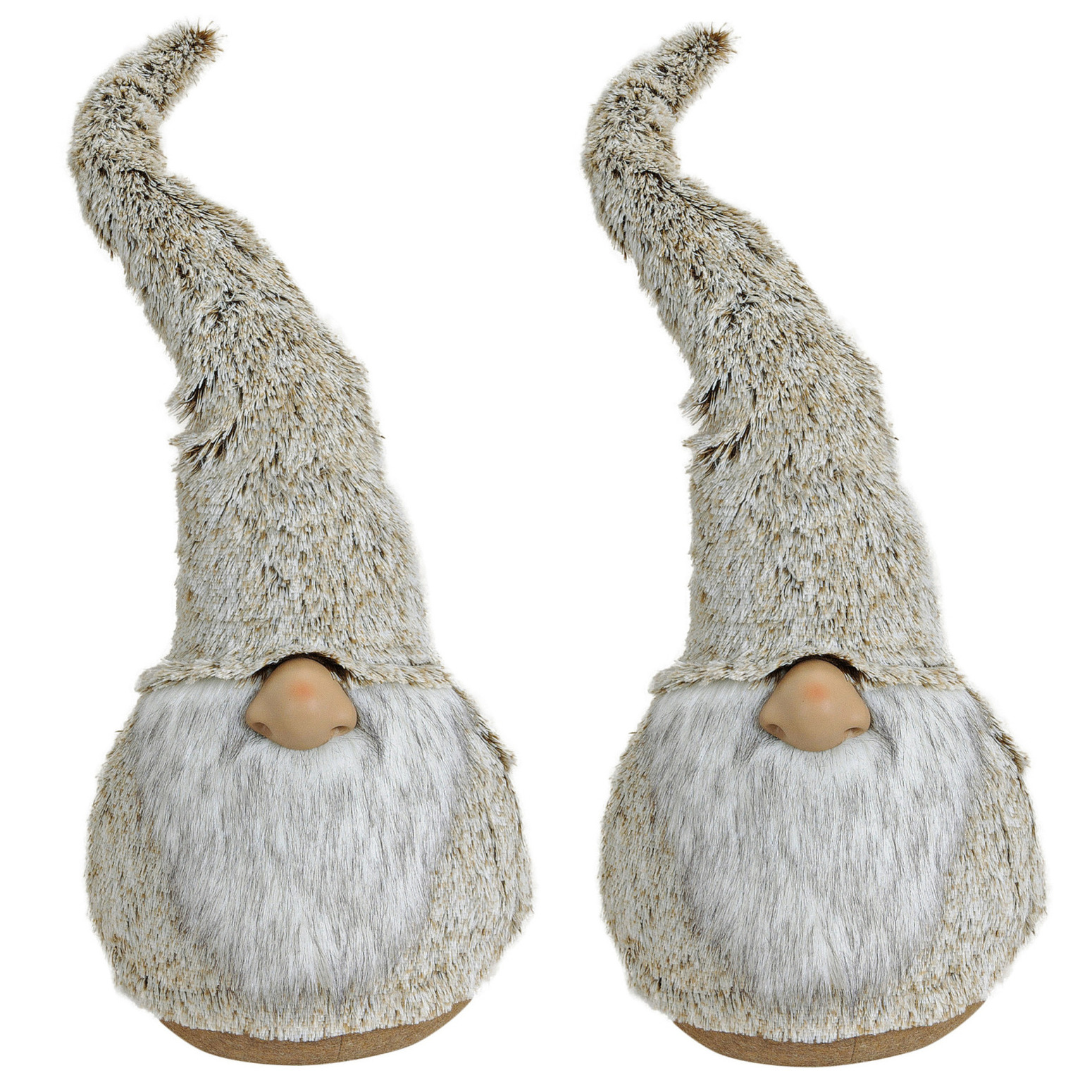2x stuks pluche gnome-dwerg decoratie poppen-knuffels grijs 67 x 20 cm
