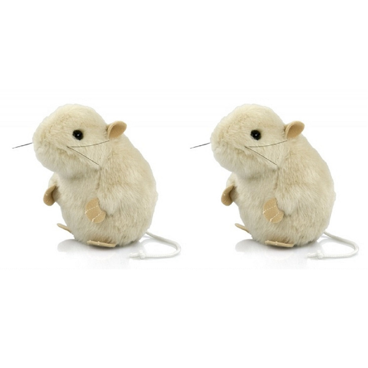 2x stuks pluche knuffel muis wit 13 cm