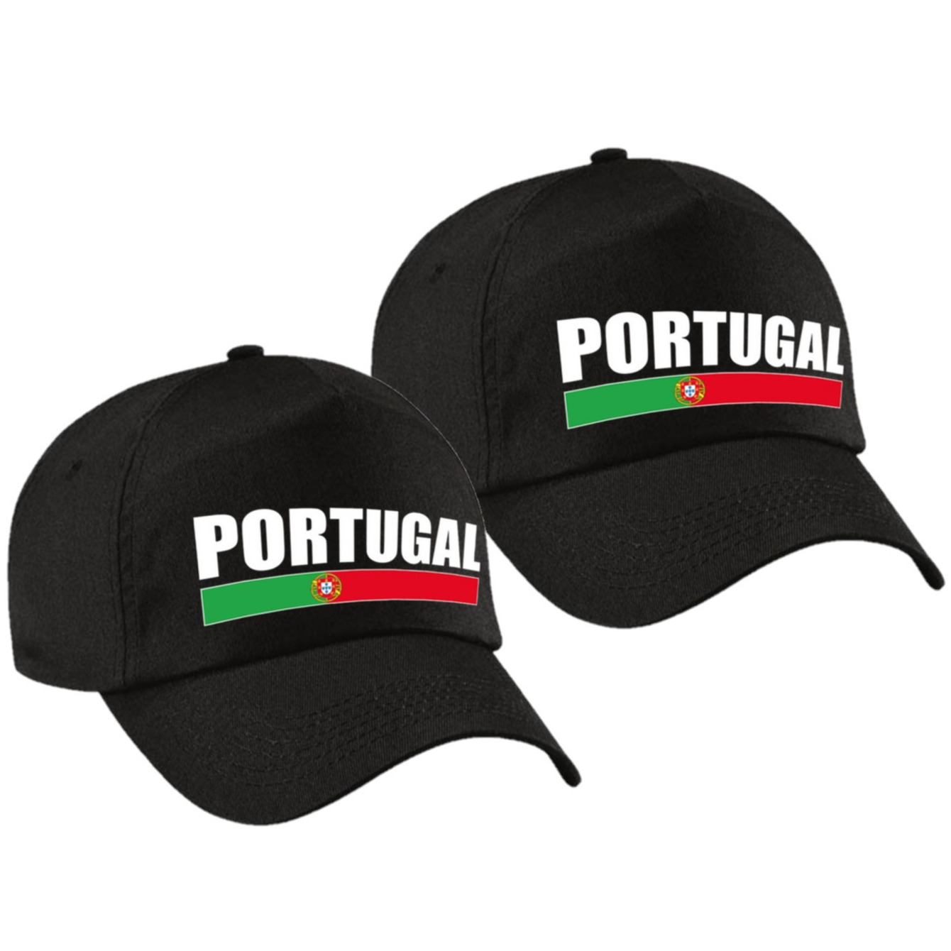 2x stuks portugal supporter pet - cap Portugal zwart volwassenen