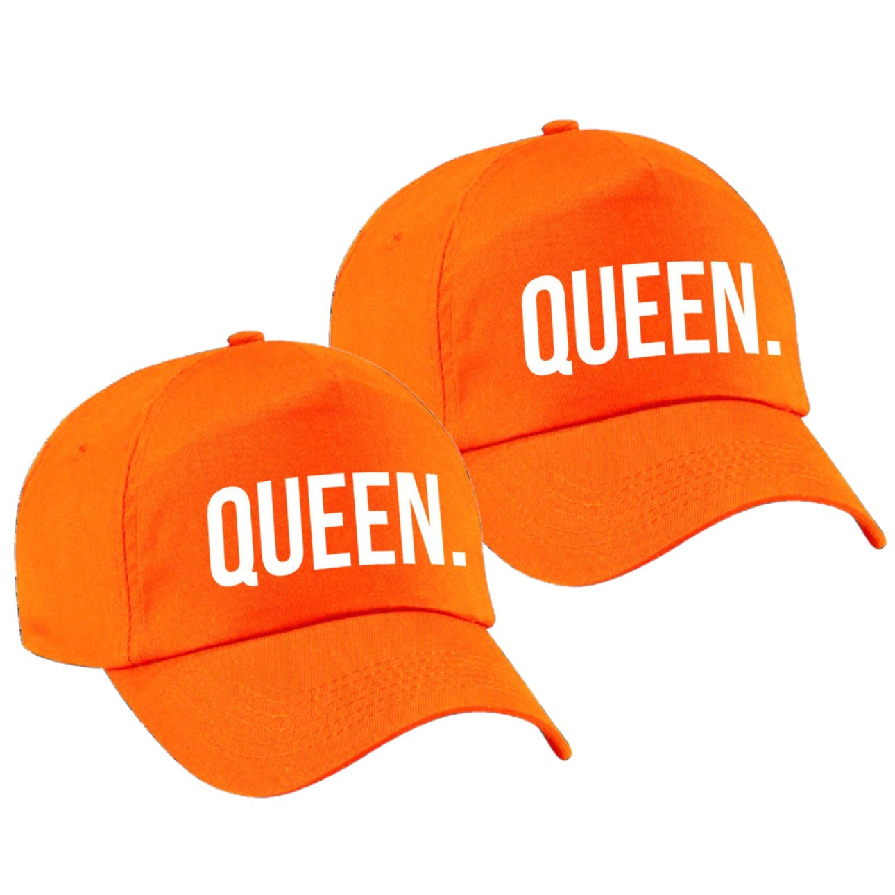2x stuks queen pet - cap oranje met witte bedrukking voor dames