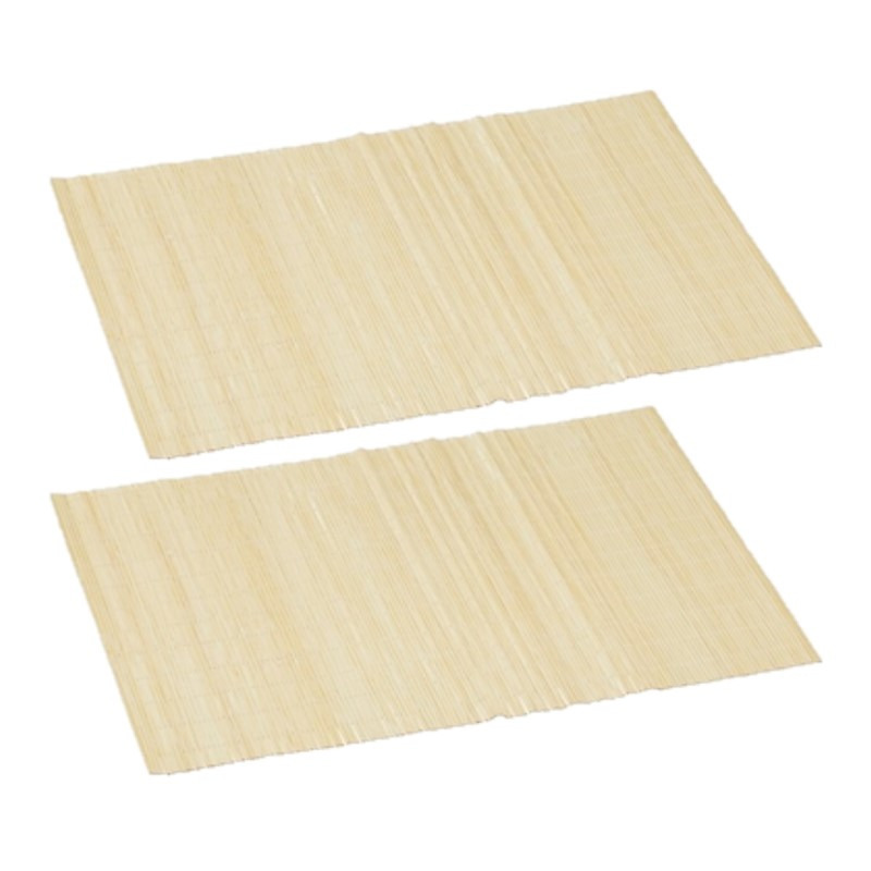 Cepewa 2x stuks rechthoekige bamboe placemats beige 30 x 45 cm -