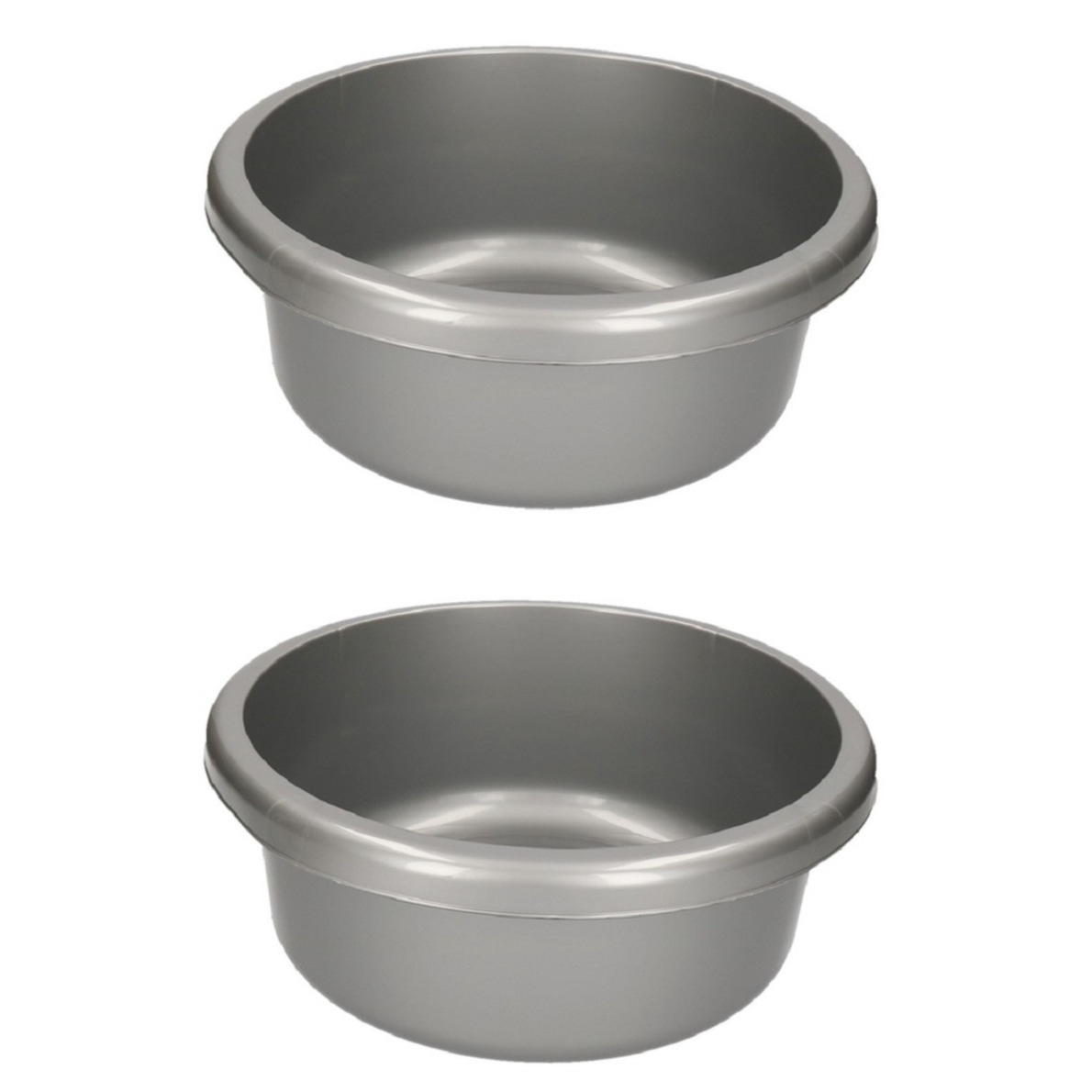 2x stuks rond afwasteiltje-afwasbak donker grijs 6,2 liter