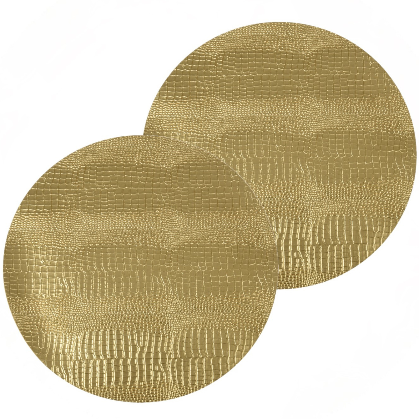 Merkloos 2x stuks ronde placemats goud glitter cm van kunststof -