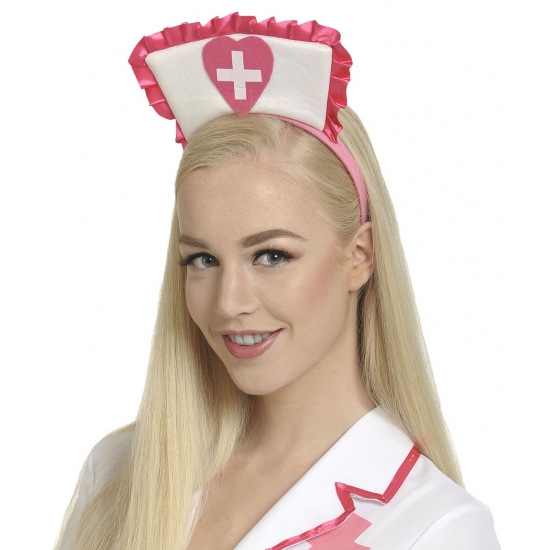 2x stuks roze carnaval verkleed tiara zuster verpleegster