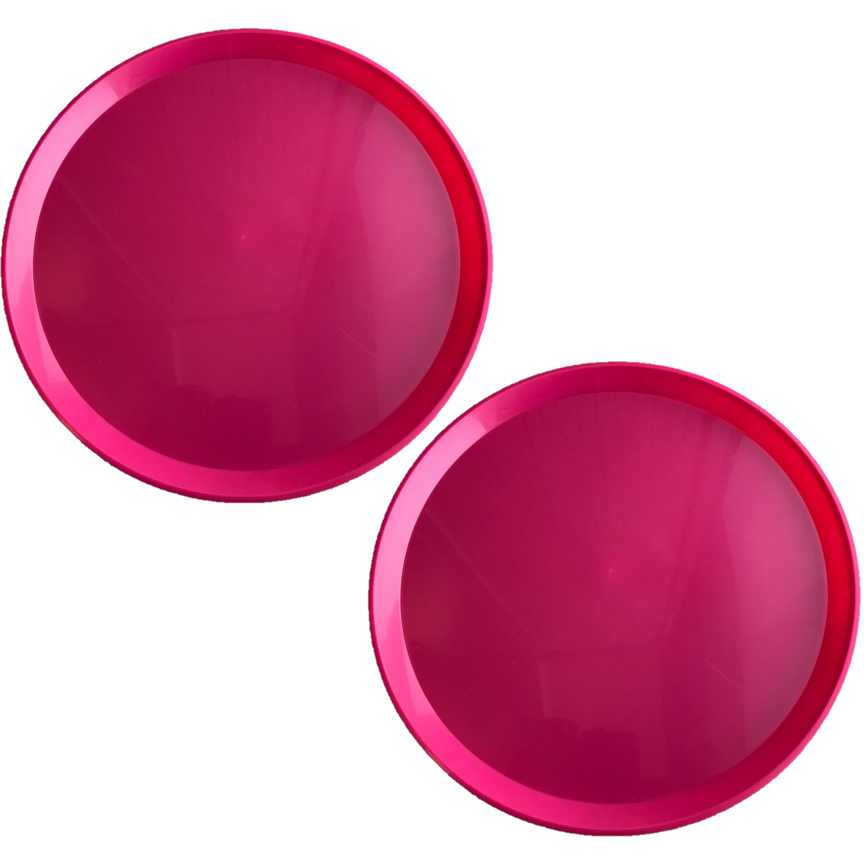 Hega Hogar 2x stuks roze rond dienbladen/serveerbladen van kunststof cm -
